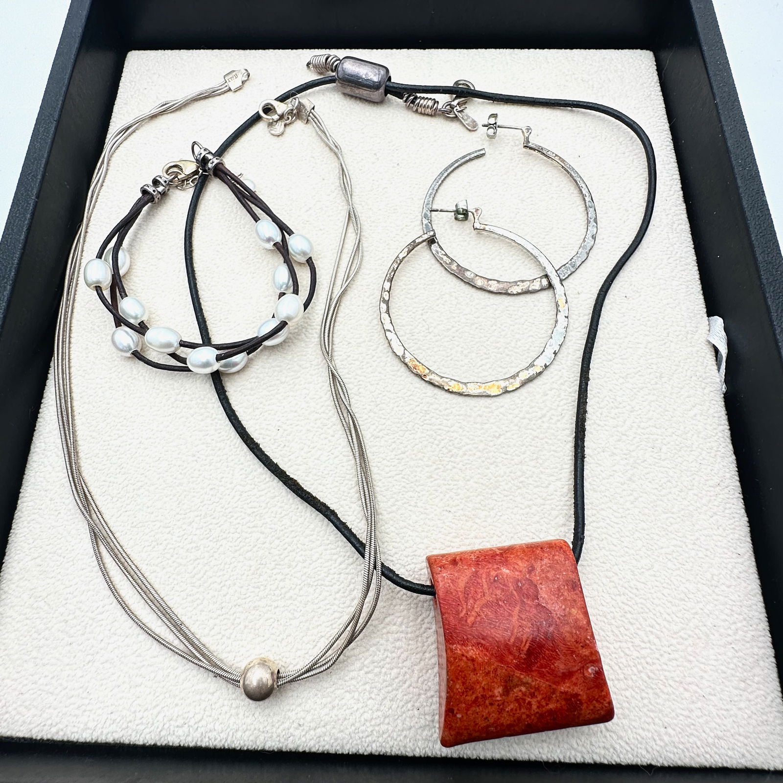 Silpada Jewelry Group Leather Sterling Silver Necklaces Coral Pendants Bracelet (1 of 2)