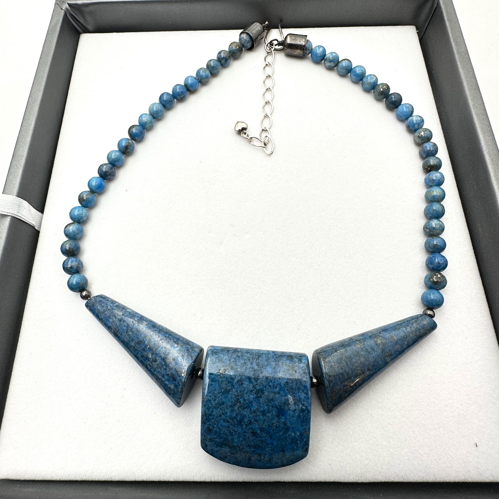 Jay King Mine Finds Lapis Lazuli Blue Gemstone Sterling Silver Necklace 16 to 18 Inch 89 Grams (1 of 2)