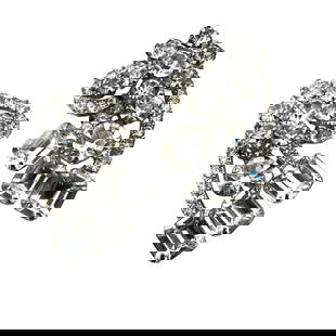 Vintage Juliana Clear Glass Rhinestone Silver Tone Clip Earrings 1.5 Inch: Vintage Juliana Clear Glass Rhinestone Silver Tone Clip Earrings 1.5 Inch