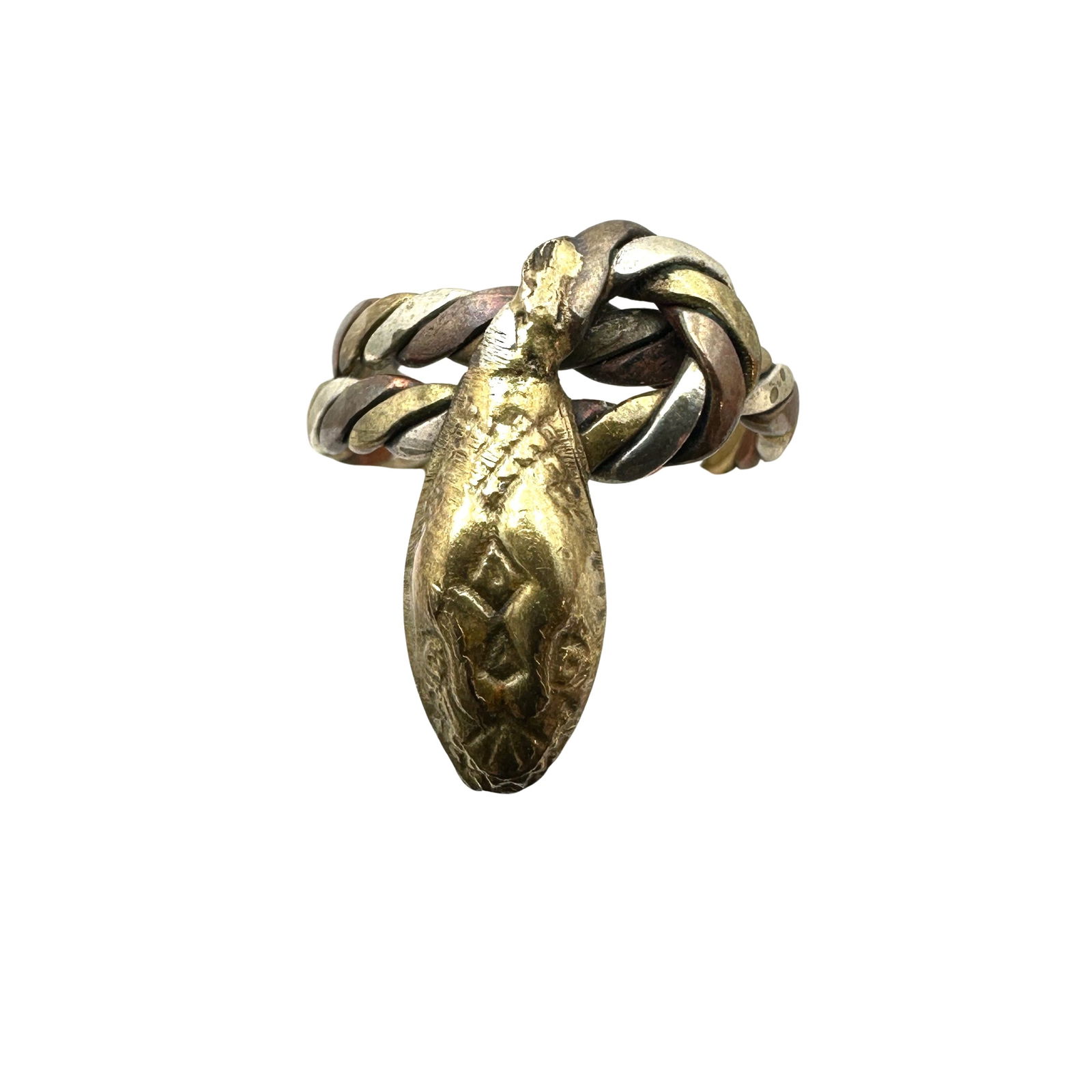 Vintage Mexico? Mixed Metal Snake Ring Adjustable Set at Size 9 (1 of 2)