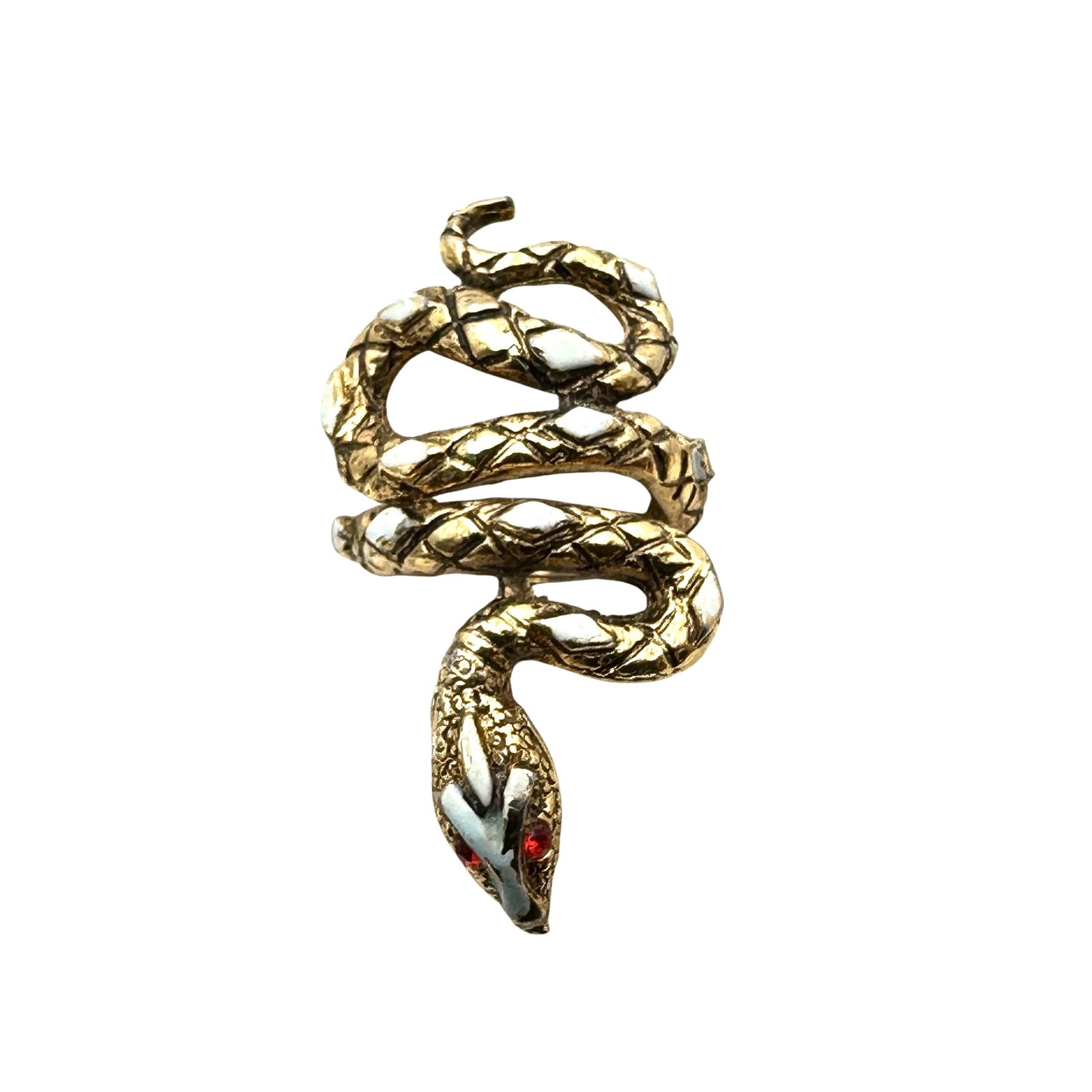 Vintage Arthur Pepper ART Enamel Gold Tone Snake Ring Adjustable Size (1 of 2)