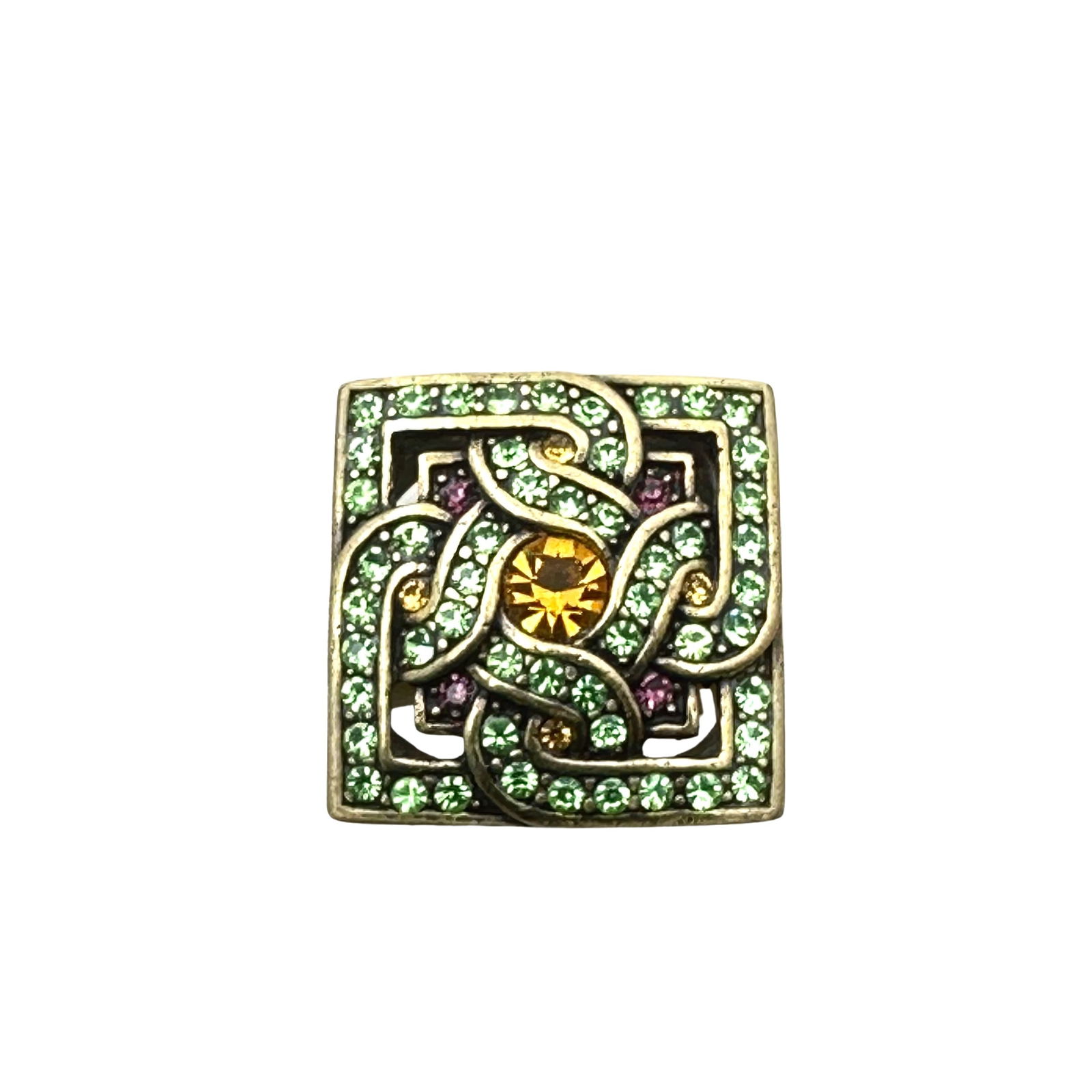 LA Vintage Multicolor Antiqued Gold Tone Statement Ring Size 8 (1 of 2)