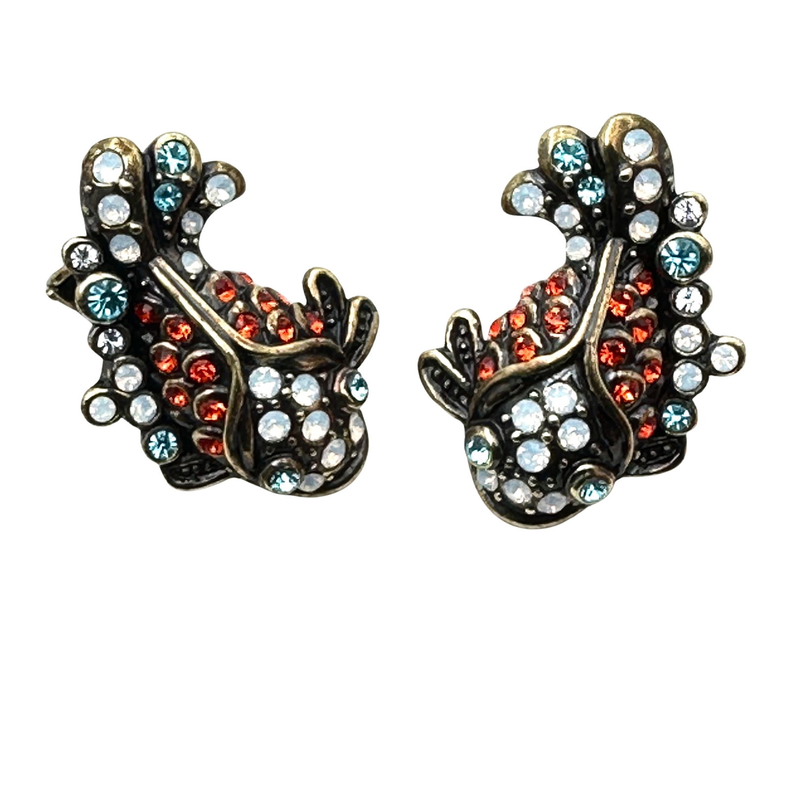 Heidi Daus Koi Fish Crystal Pierced Lever Back Gold Tone Earrings: Heidi Daus Koi Fish Crystal Pierced Lever Back Gold Tone Earrings
