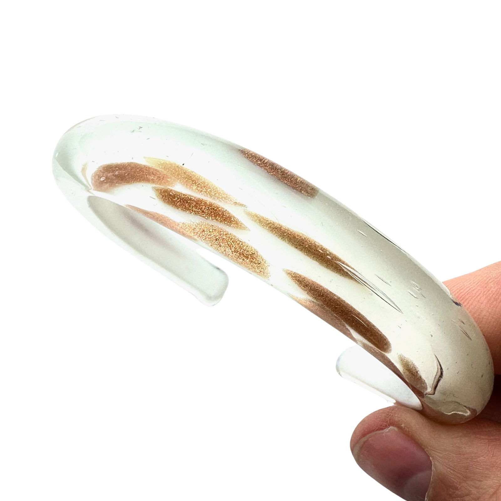 Vintage Italian Murano Glass White Gold Cuff Bracelet 7.25 Inch: Vintage Italian Murano Glass White Gold Cuff Bracelet 7.25 Inch