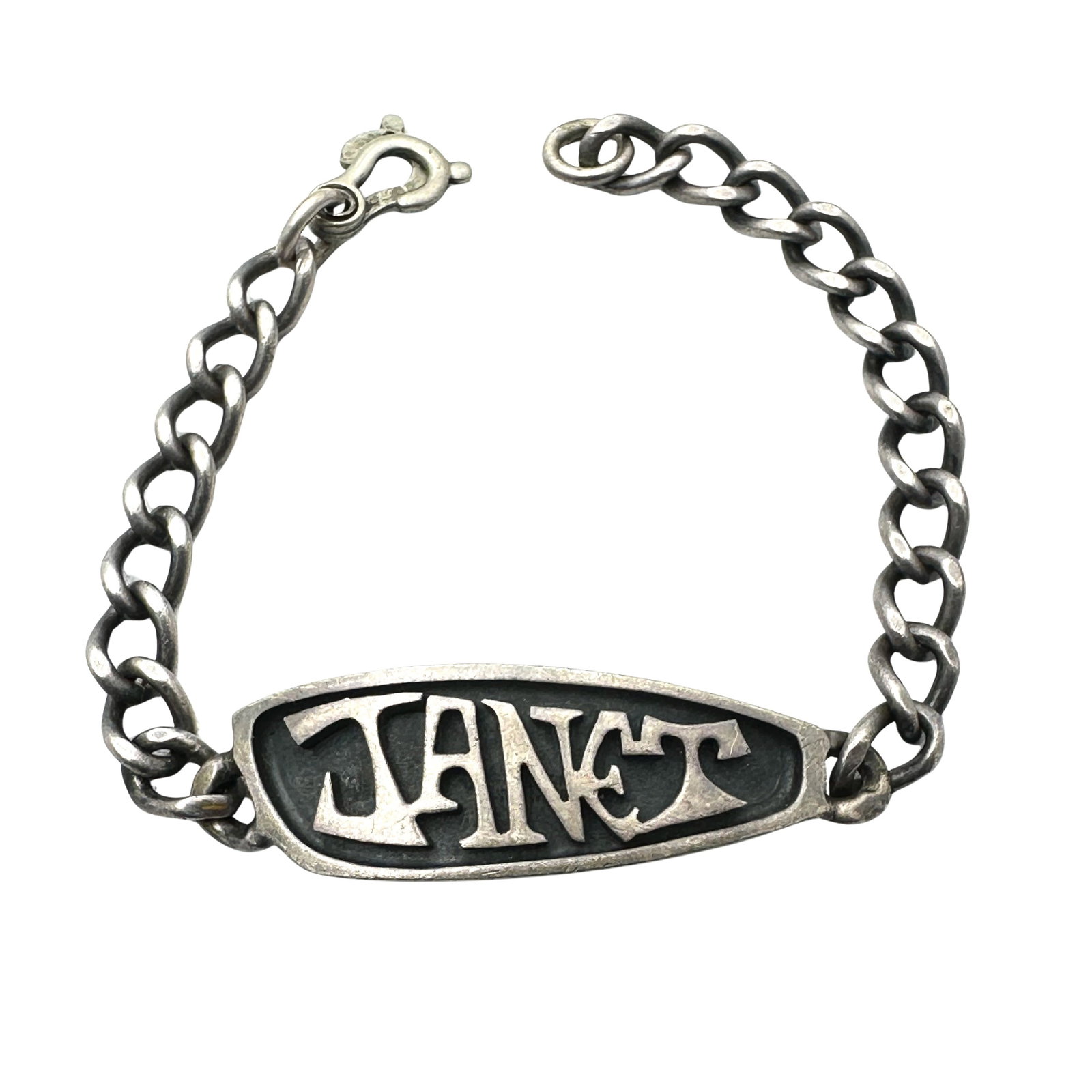 Vintage Heavy Retro "Janet" Bracelet 7.5 Inch 12 Grams: Vintage Heavy Retro "Janet" Bracelet 7.5 Inch 12 Grams
