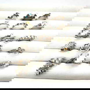 Sterling Silver Group Ring Lot Variety Sizes Gemstones CZ Band 70 Grams: Sterling Silver Group Ring Lot Variety Sizes Gemstones CZ Band 70 Grams