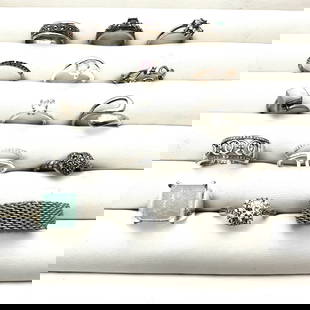 Sterling Silver Group Ring Lot Variety Sizes Gemstones CZ Band 45 Grams: Sterling Silver Group Ring Lot Variety Sizes Gemstones CZ Band 45 Grams