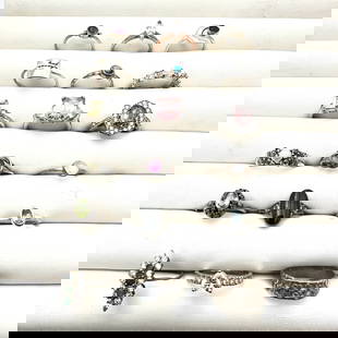 Sterling Silver Group Ring Lot Variety Sizes Gemstones CZ Band 49 Grams: Sterling Silver Group Ring Lot Variety Sizes Gemstones CZ Band 49 Grams