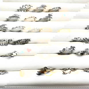 Sterling Silver Group Ring Lot Variety Sizes Gemstones CZ Band 57 Grams: Sterling Silver Group Ring Lot Variety Sizes Gemstones CZ Band 57 Grams