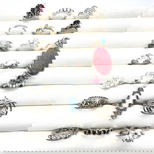 Sterling Silver Group Ring Lot Variety Sizes Gemstones CZ Band 76 Grams: Sterling Silver Group Ring Lot Variety Sizes Gemstones CZ Band 76 Grams