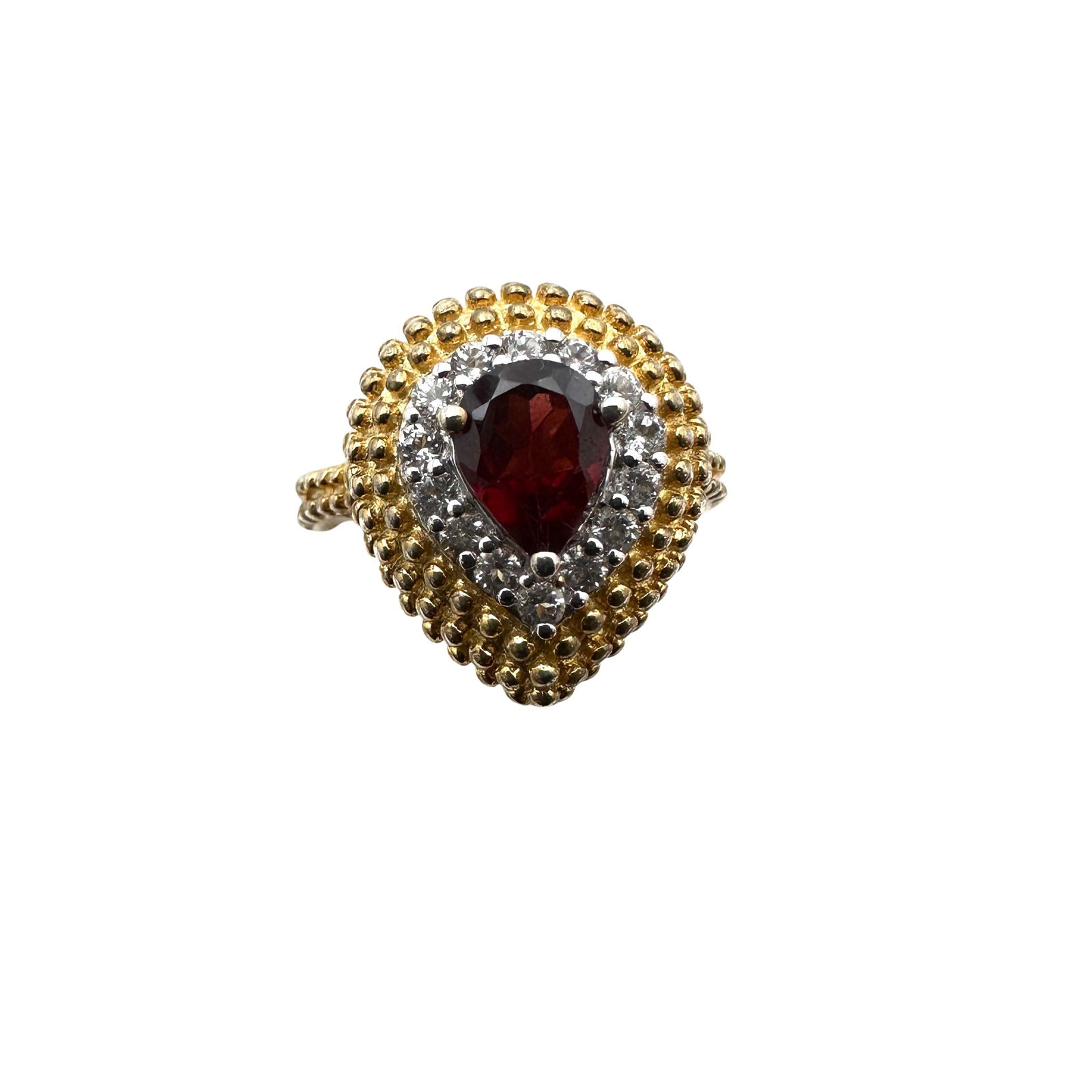 Gold Over Sterling Silver Garnet White Topaz Ring Size 7 (1 of 2)