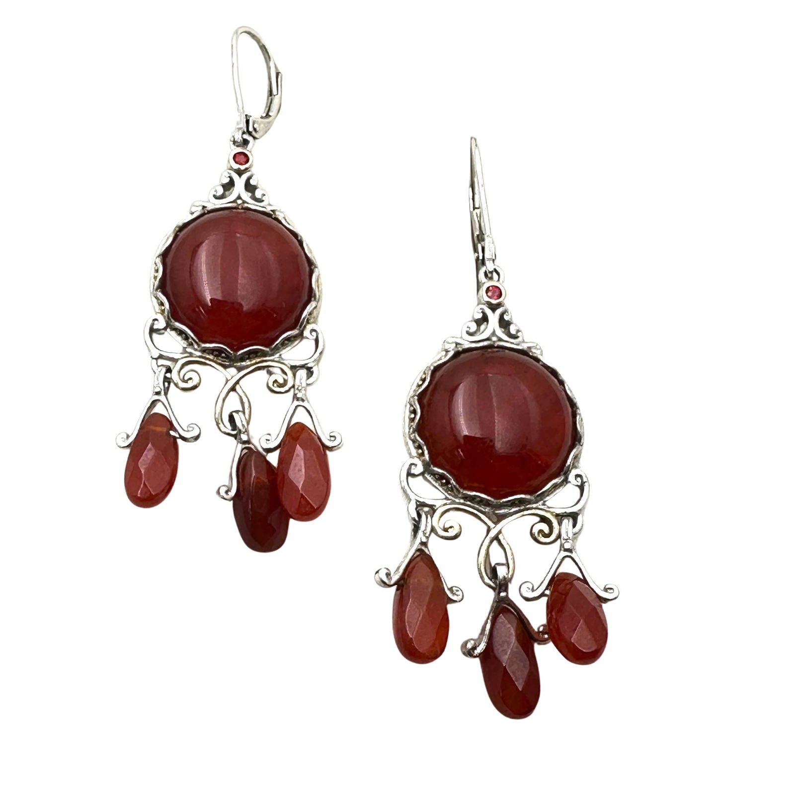 Michael Valitutti Carnelian Sterling Silver Chandelier Earrings 2.25 Inch: Michael Valitutti Carnelian Sterling Silver Chandelier Earrings 2.25 Inch