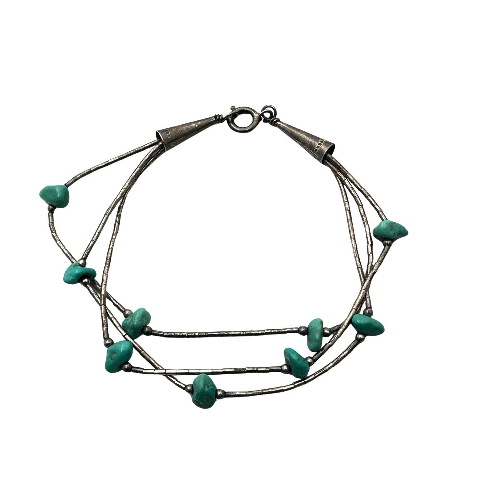 American Southwest Blue Turquoise Liquid Sterling Silver Bracelet 7 Inch: American Southwest Blue Turquoise Liquid Sterling Silver Bracelet 7 Inch