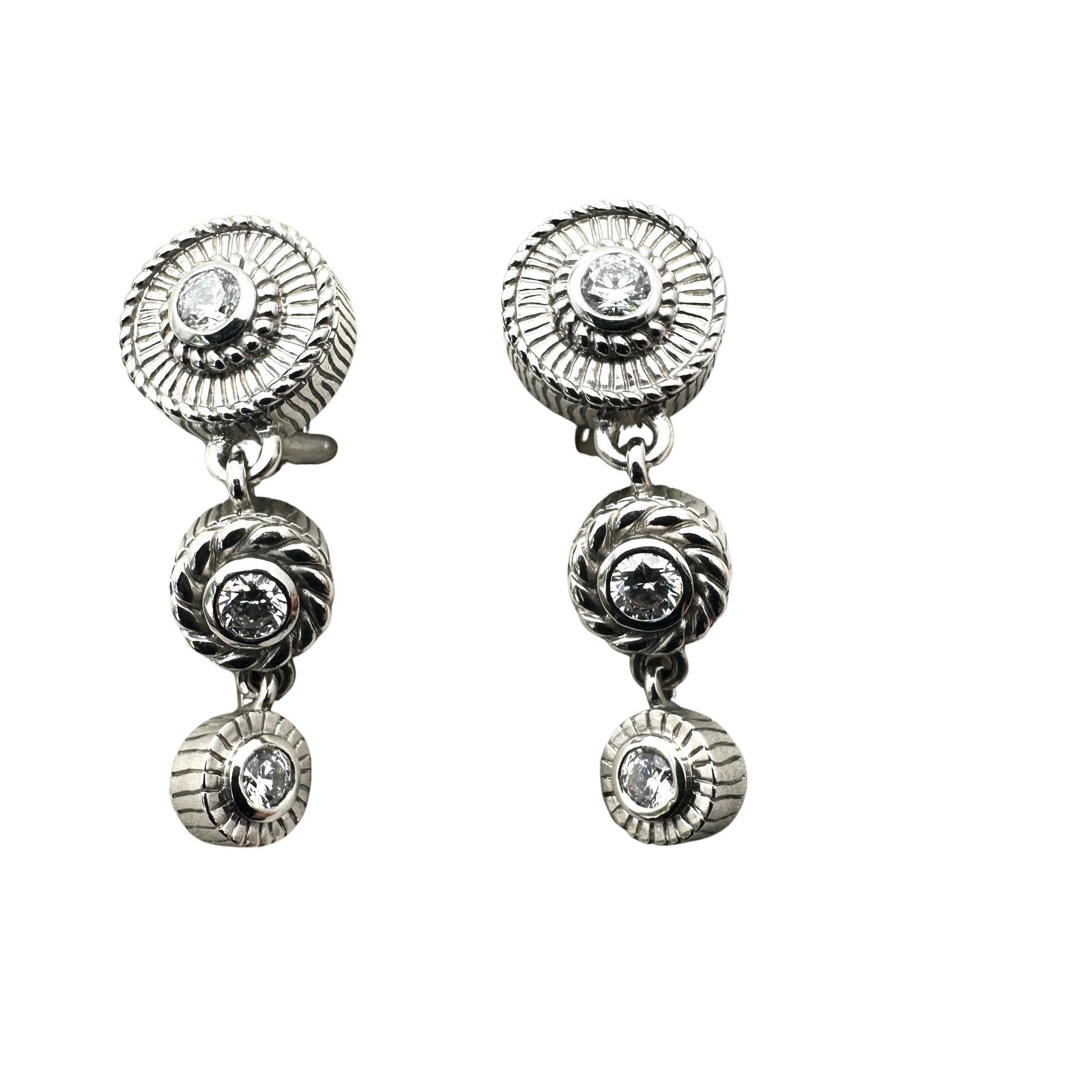 Judith Ripka Cubic Zirconia Sterling Silver Chandelier Pierced Earrings 1.5 Inch: Judith Ripka Cubic Zirconia Sterling Silver Chandelier Pierced Earrings 1.5 Inch