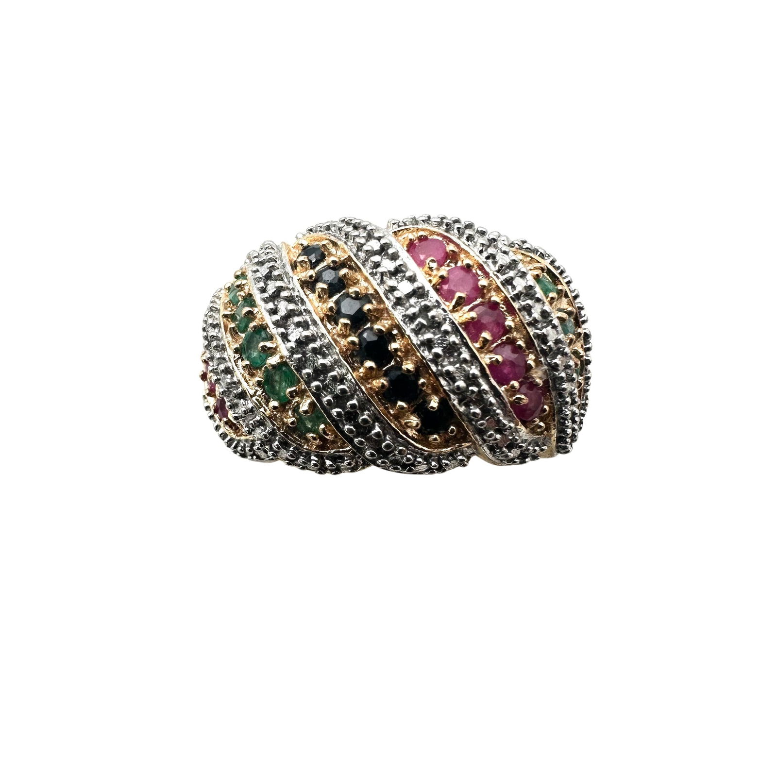 Ross Simons Emerald Ruby Sapphire Diamond Gold Over Sterling Silver Ring Size 8 Weight 8.9 Grams (1 of 2)