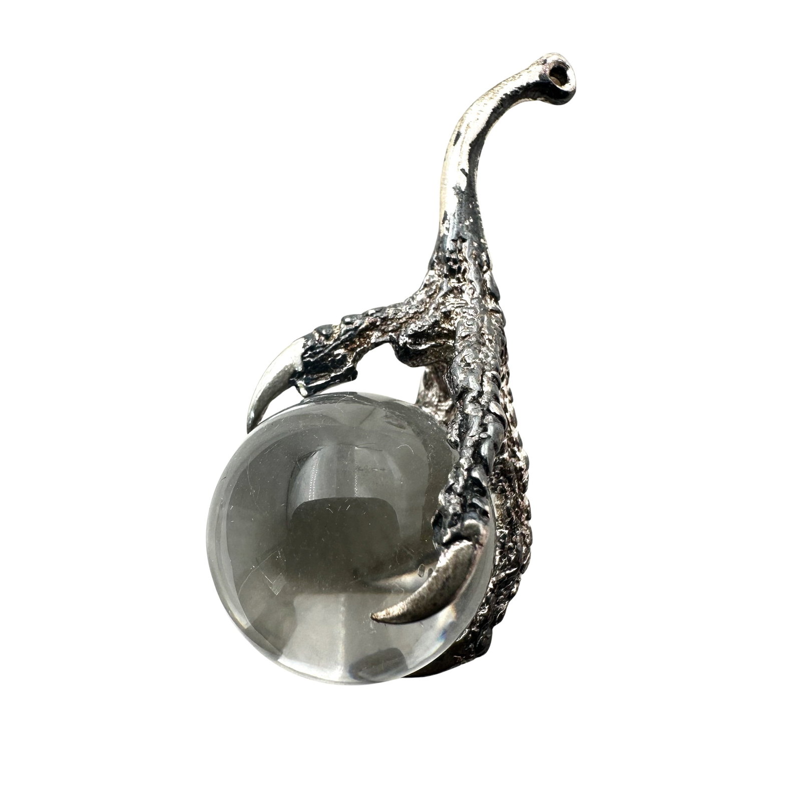 Unusual Sterling Silver Bird Claw Pools of Light Orb Pendant 2 Inch Length: Unusual Sterling Silver Bird Claw Pools of Light Orb Pendant 2 Inch Length