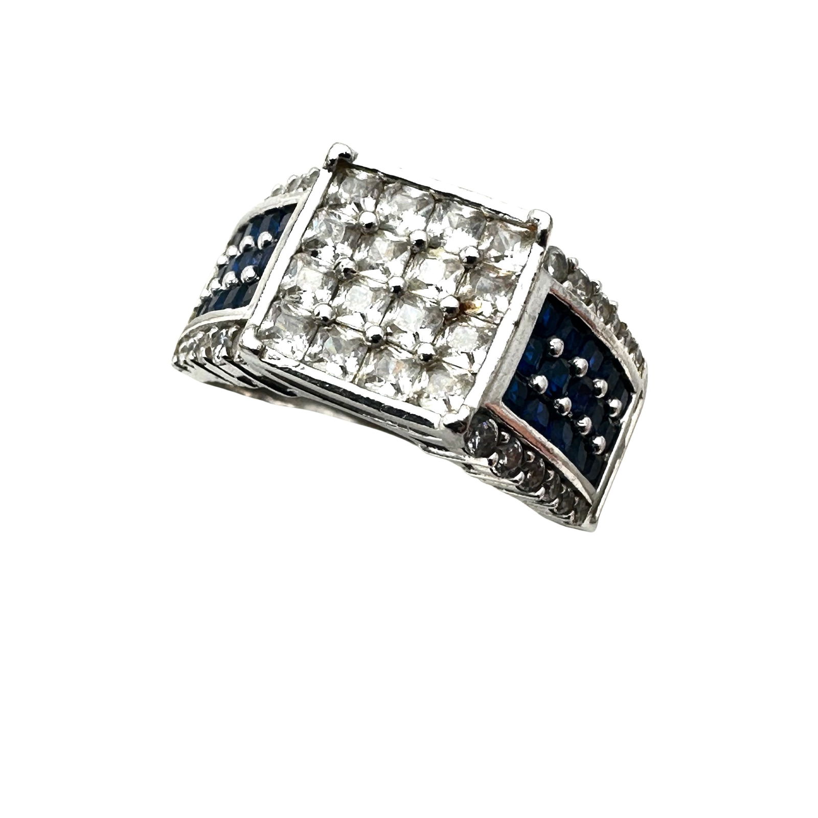 Cote D'Argent White Blue Gemstone Sterling Silver Ring Size 12 Weight 9.5 Grams Hallmarked FZN 925 (1 of 2)