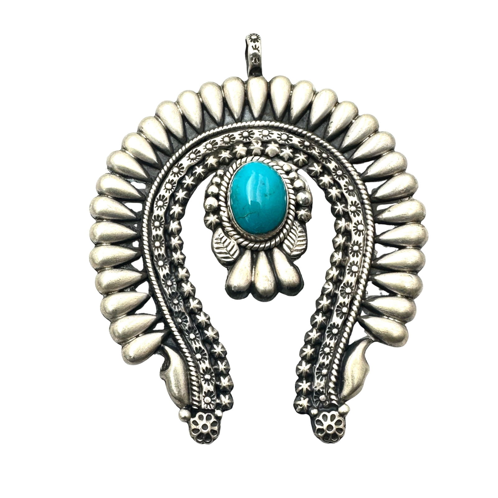 American Southwest Turquoise Sterling Silver Naja Pendant 3 Inch 33 Grams (1 of 2)