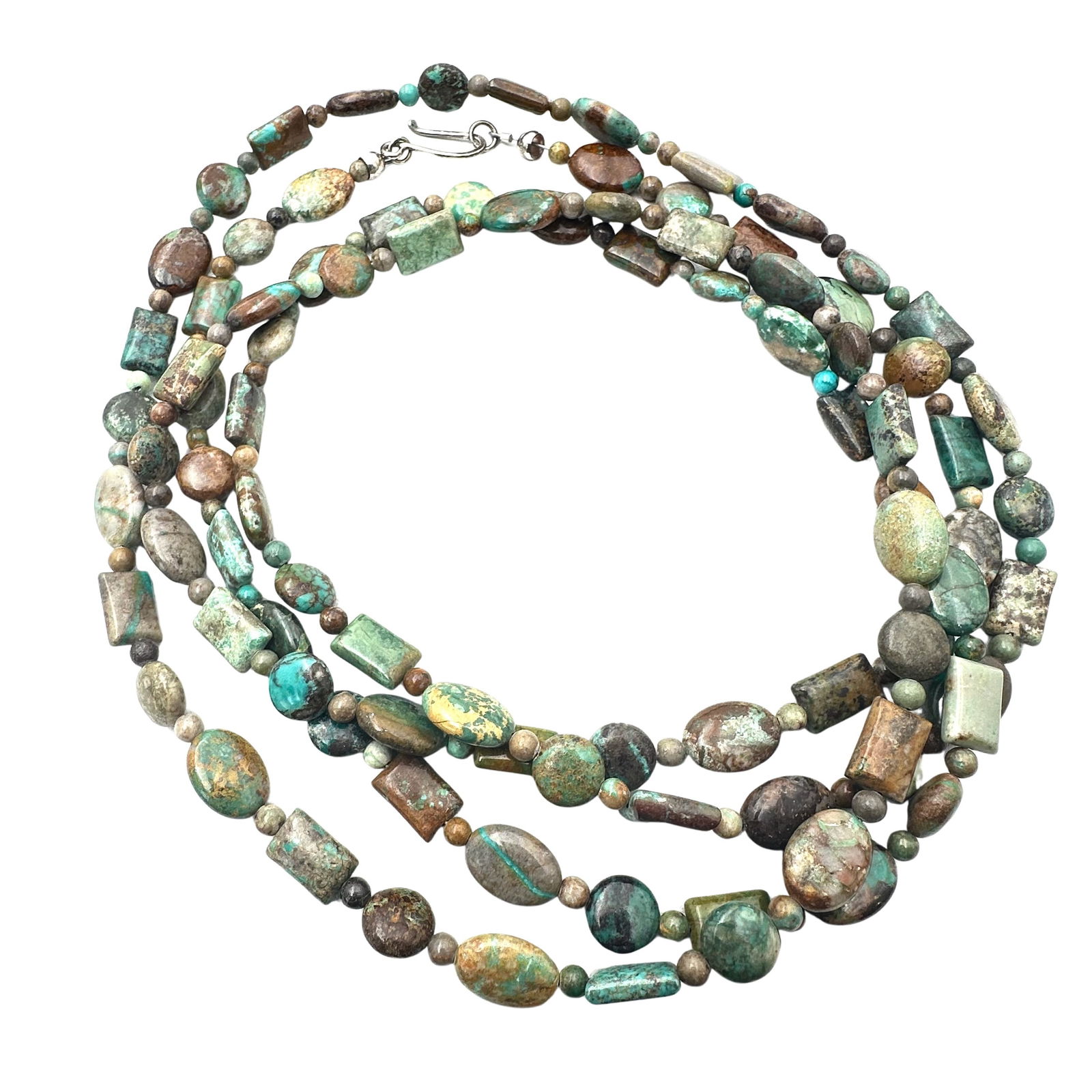 Jay King Mine Finds Turquoise Sterling Silver Single Strand Necklace 48 Inch Length (1 of 2)