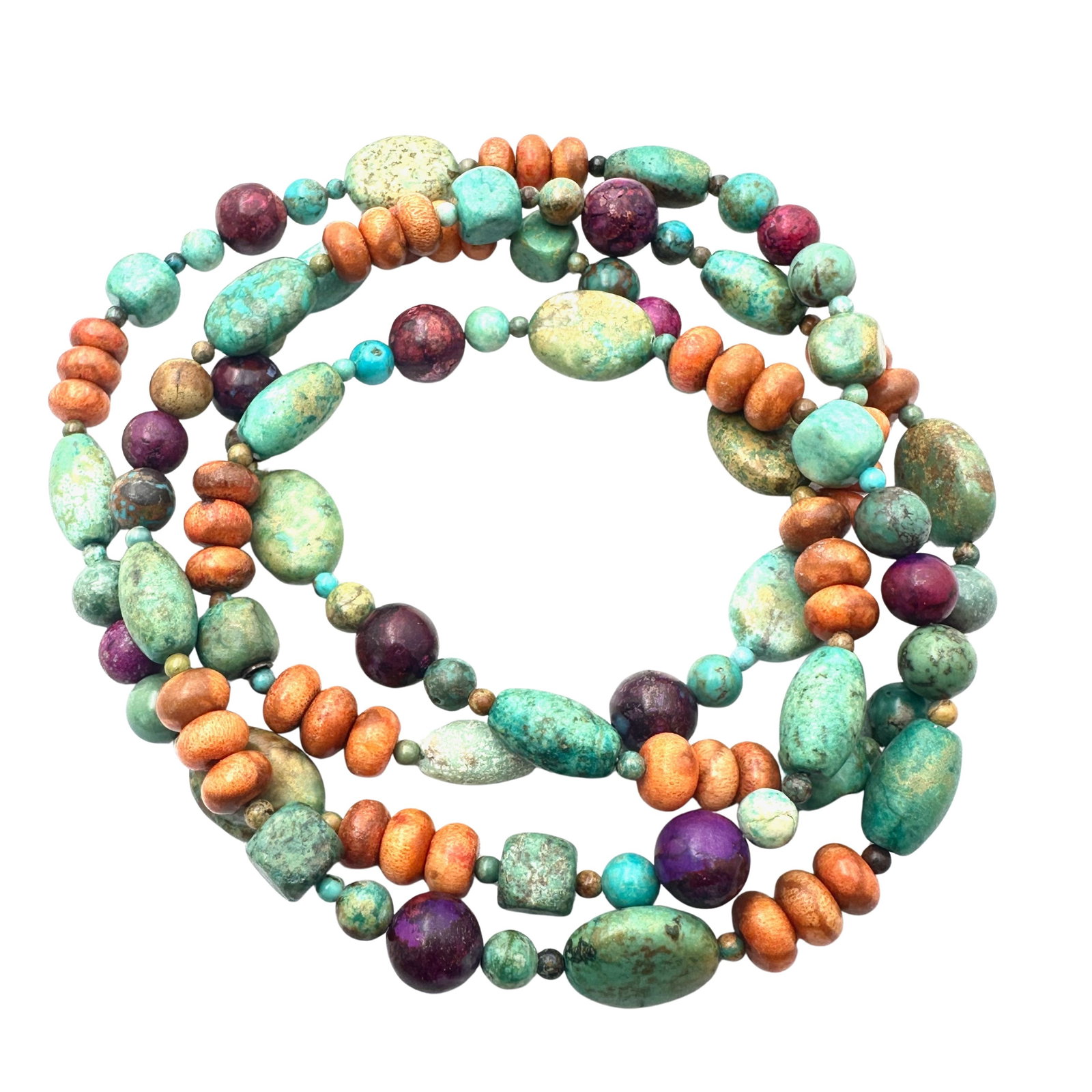 Turquoise Sponge Coral Mohave Purple Turquoise Necklace 36 Inch Length: Turquoise Sponge Coral Mohave Purple Turquoise Necklace 36 Inch Length