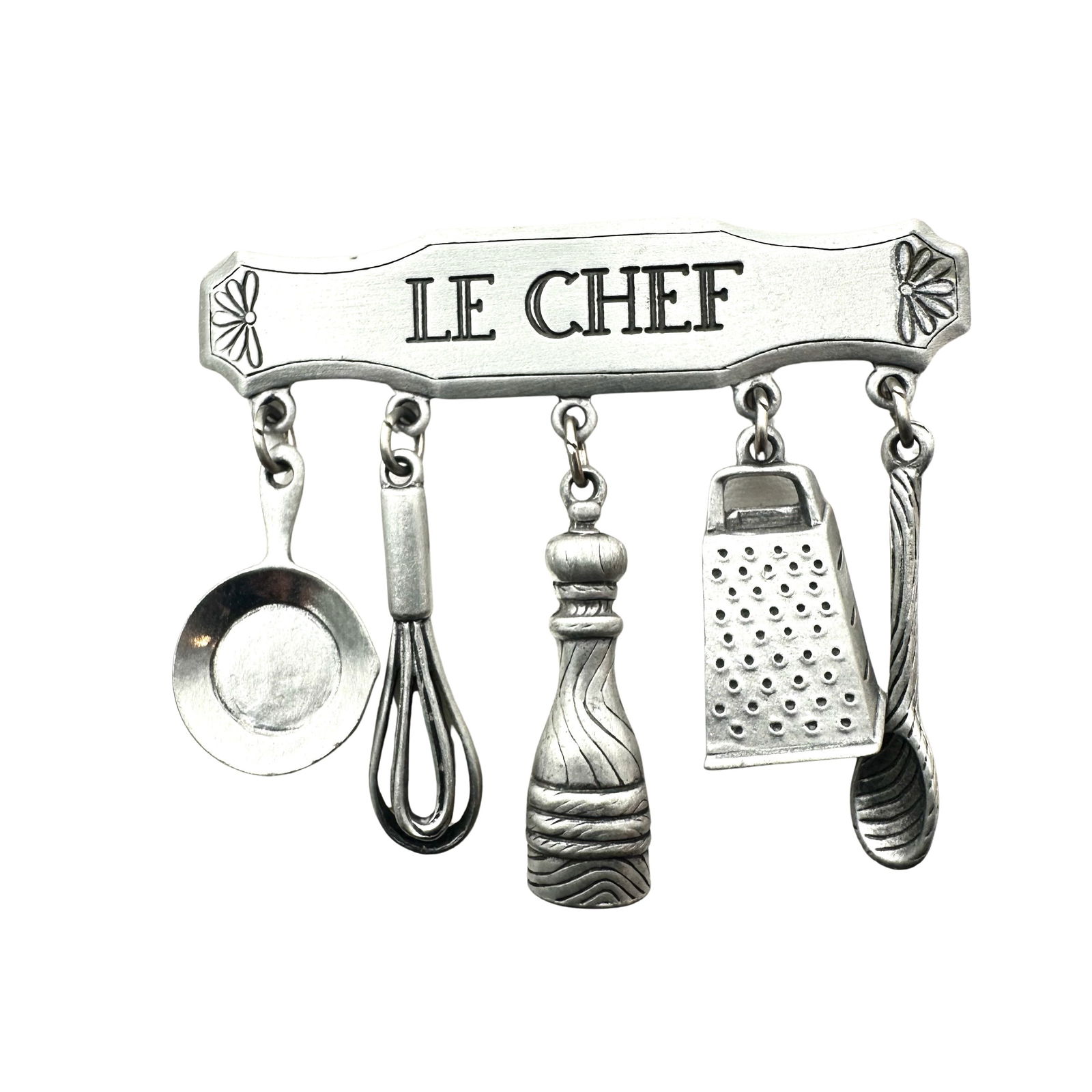 Vintage Silver Tone Le Chef Brooch Perfect for the Cook (1 of 2)