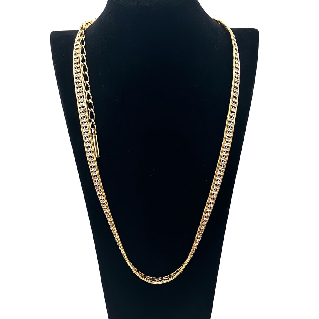 Vintage Clear Rhinestone Gold Tone Belt or Long Necklace 28 Inch: Vintage Clear Rhinestone Gold Tone Belt or Long Necklace 28 Inch