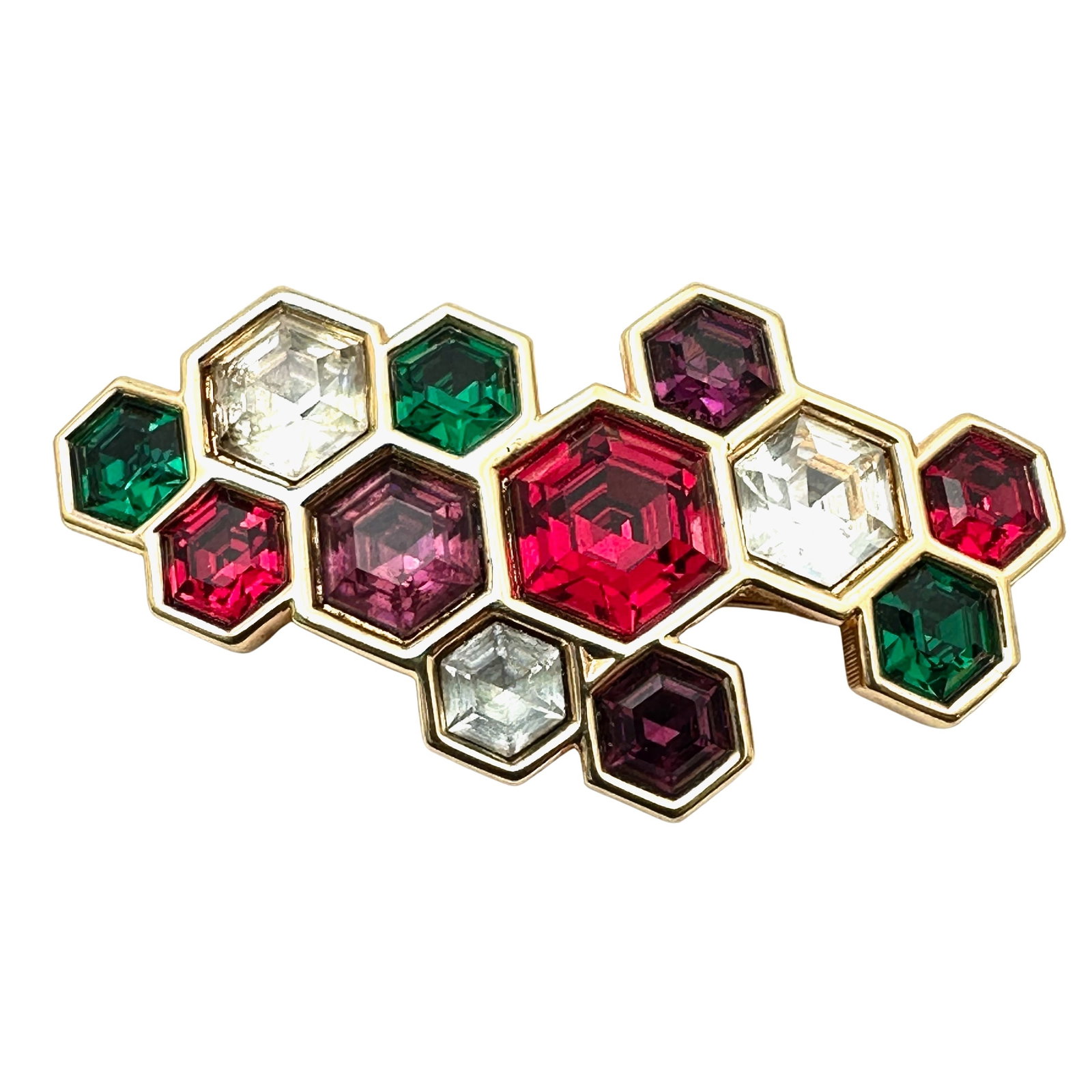 Vintage Swarovski Swan Hallmark Multicolor Crystal Gold Plated Brooch Pin 2 Inch: Vintage Swarovski Swan Hallmark Multicolor Crystal Gold Plated Brooch Pin 2 Inch