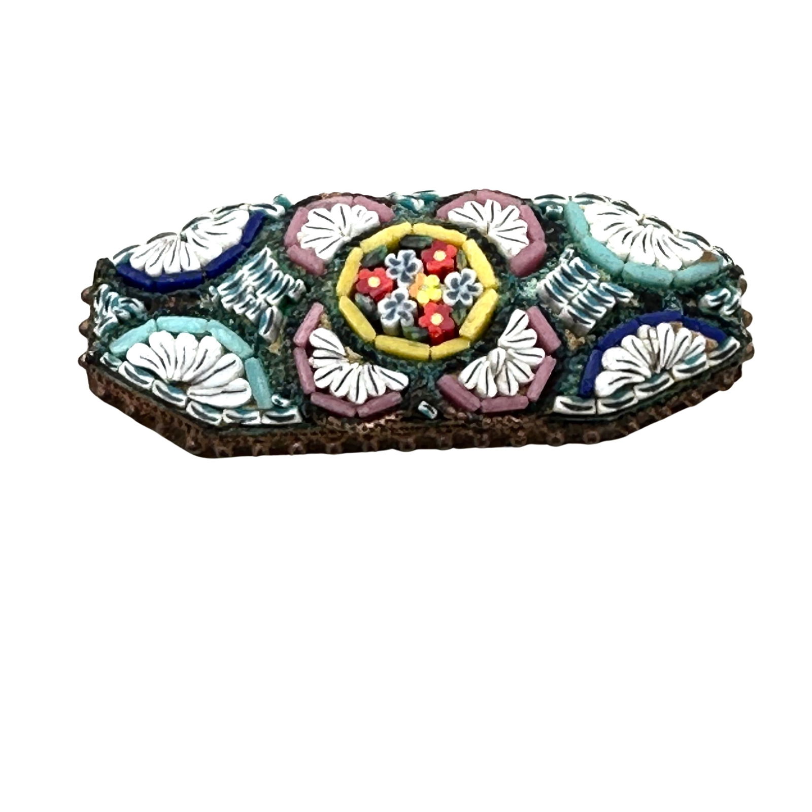 Antique Italian Micro Mosaic Brooch Pin Gold Tone 1.5 Inch (1 of 2)