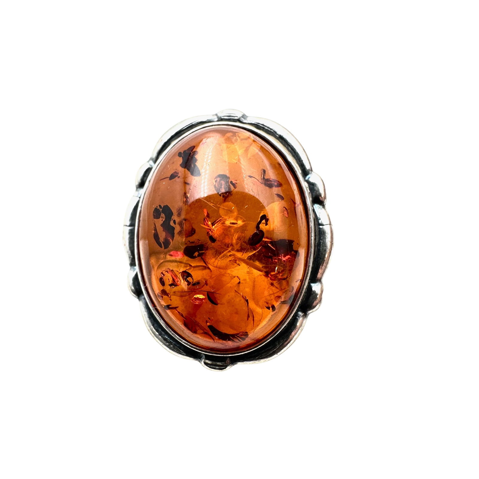 Vintage Natural Amber Sterling Silver Ring Size 6.25 Weight 5.6 Grams (1 of 2)