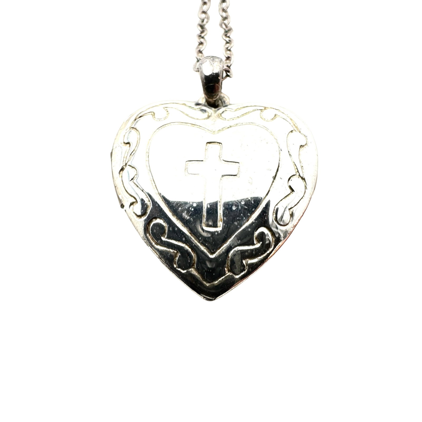 Vintage Sterling Silver Heart Picture Locket Pendant Necklace 20 Inch Chain: Vintage Sterling Silver Heart Picture Locket Pendant Necklace 20 Inch Chain