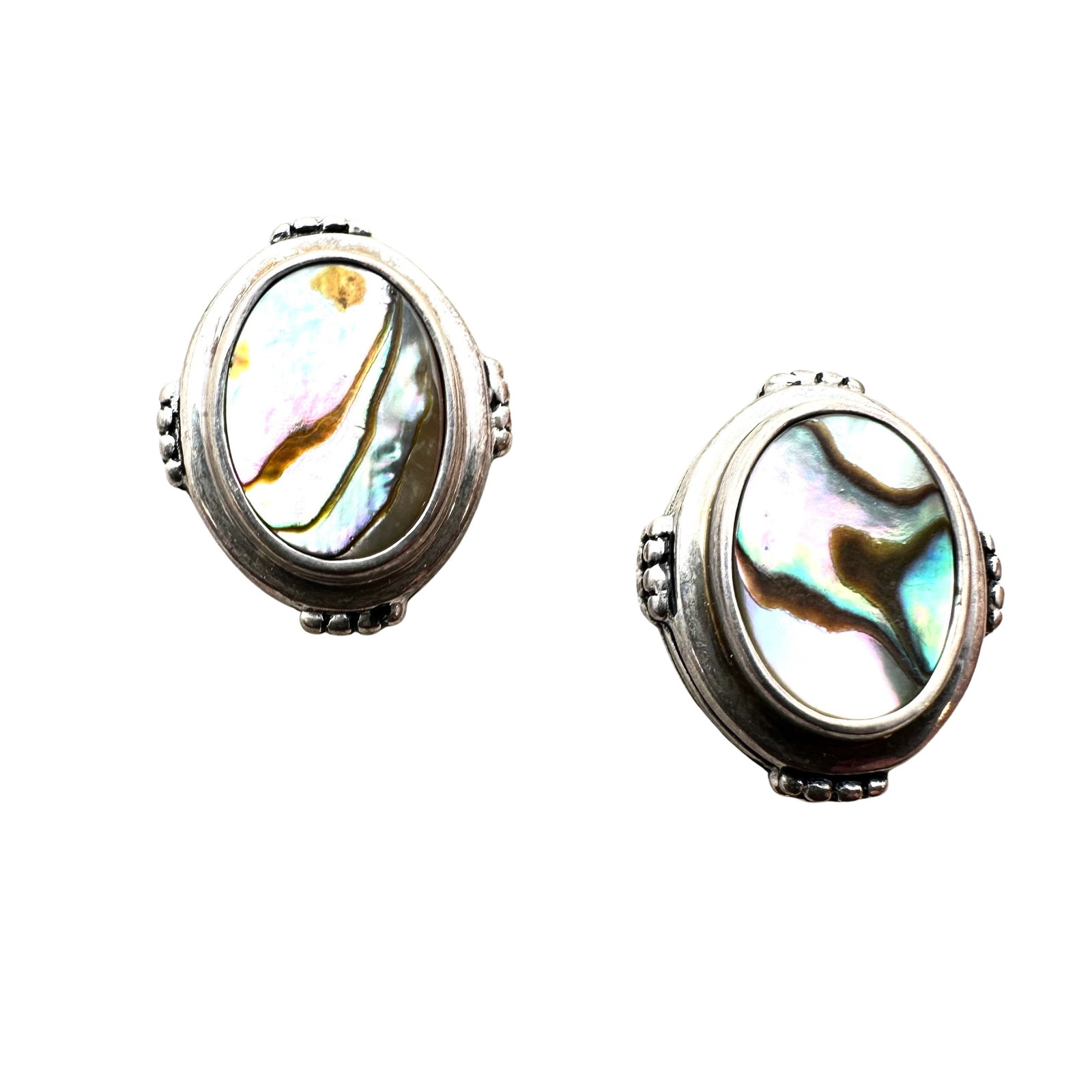 Joseph Esposito Abalone Pearl Sterling Silver Pierced Earrings 3/4 Inch Length: Joseph Esposito Abalone Pearl Sterling Silver Pierced Earrings 3/4 Inch Length