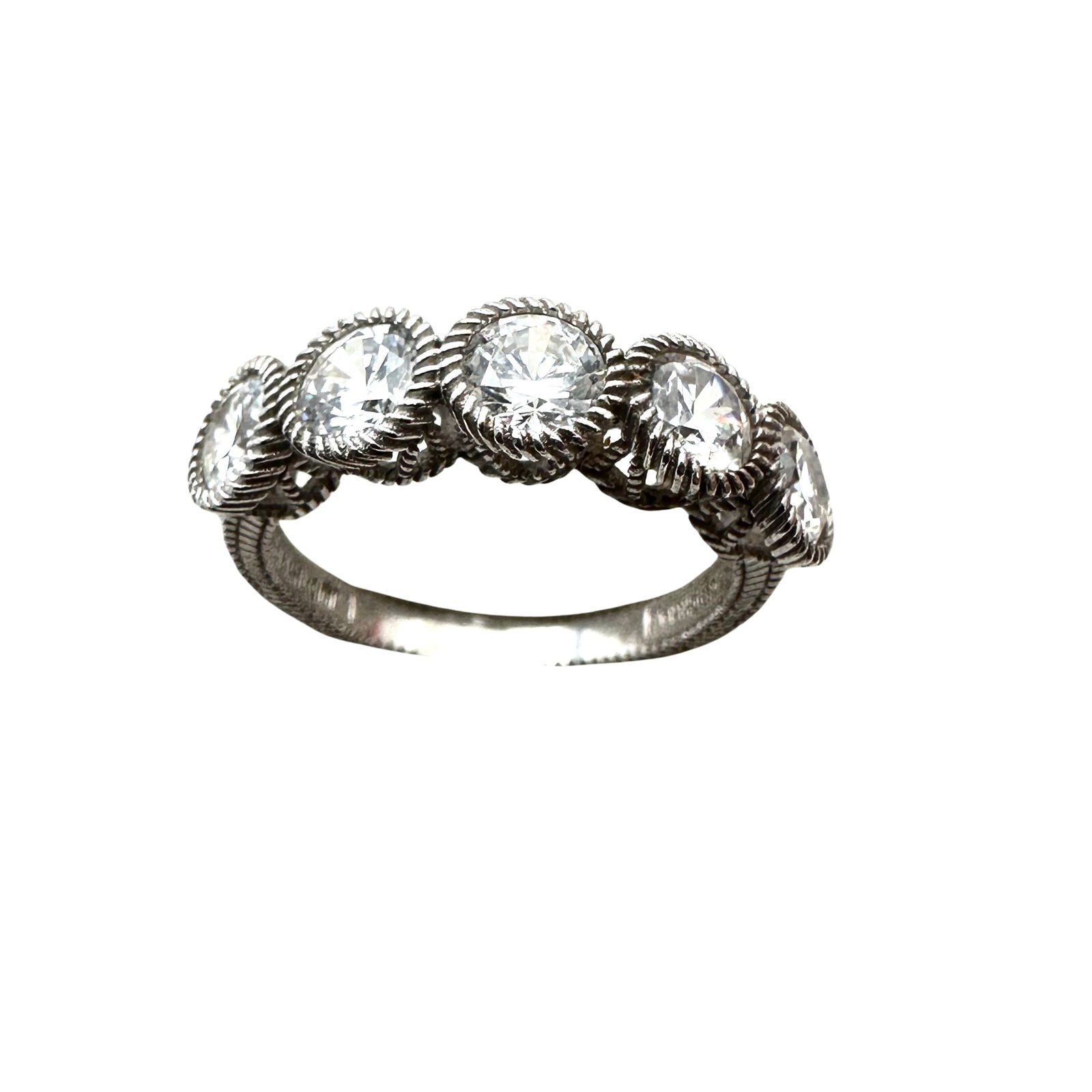 Judith Ripka Clear Cubic Zirconia Sterling Silver Ring Size 9 Weight 4.3 Grams (1 of 2)