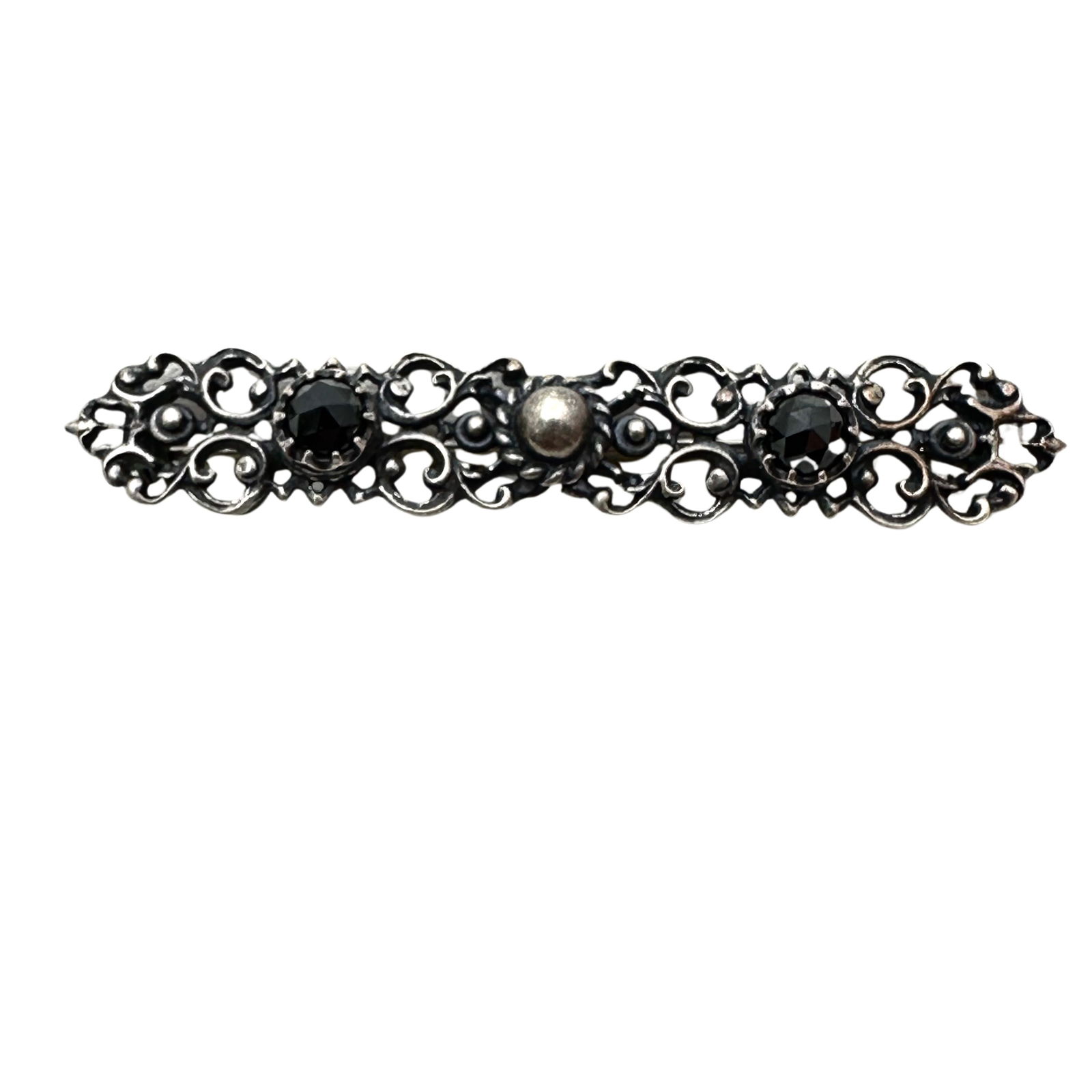 Antique Sterling Silver Gemstone Brooch Pin 2.5 Inch Filigree Weight 6.9 Grams (1 of 2)