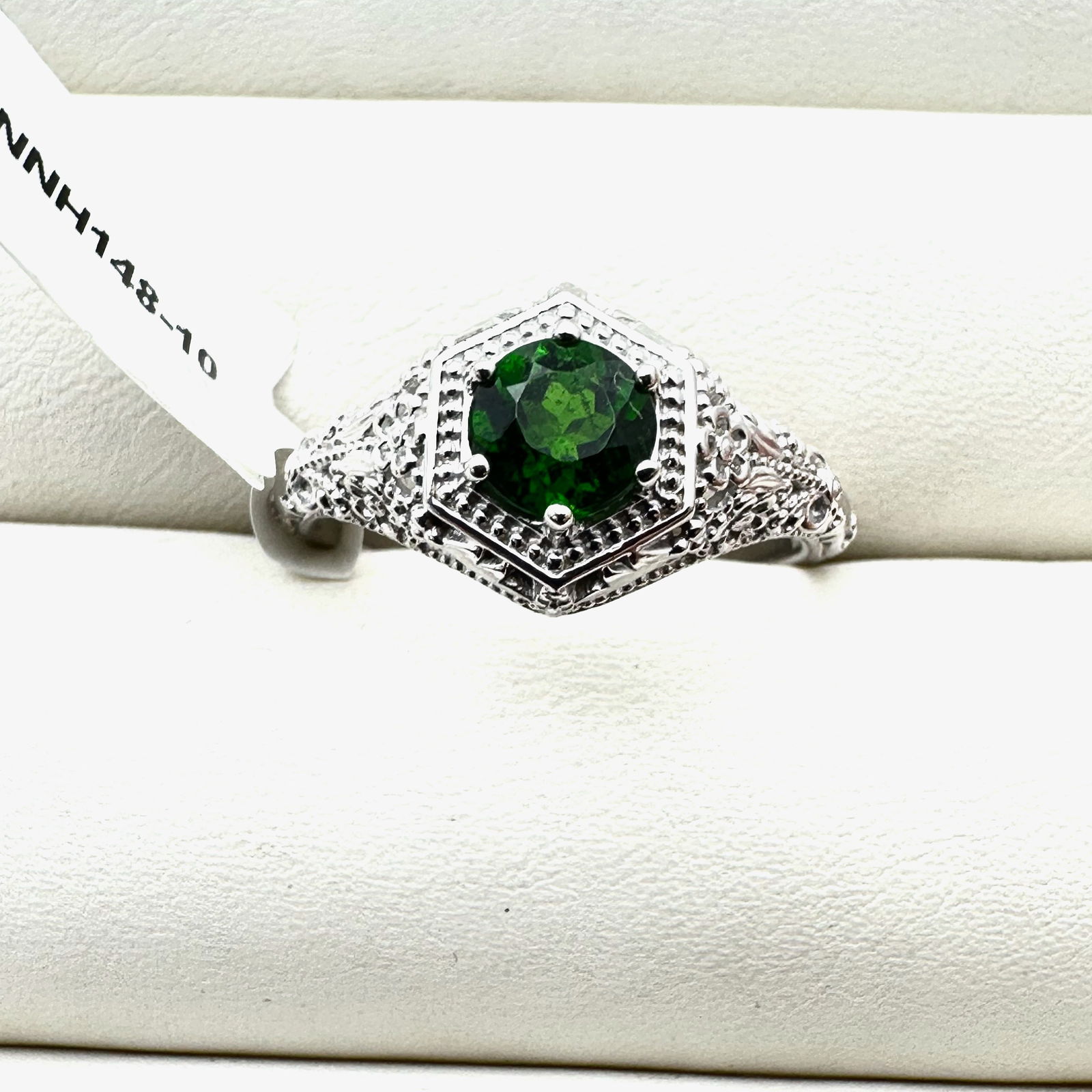 Designer BBJ Green Emerald Sterling Silver Filigree Ring Size 10 Original Tag Attached (1 of 2)