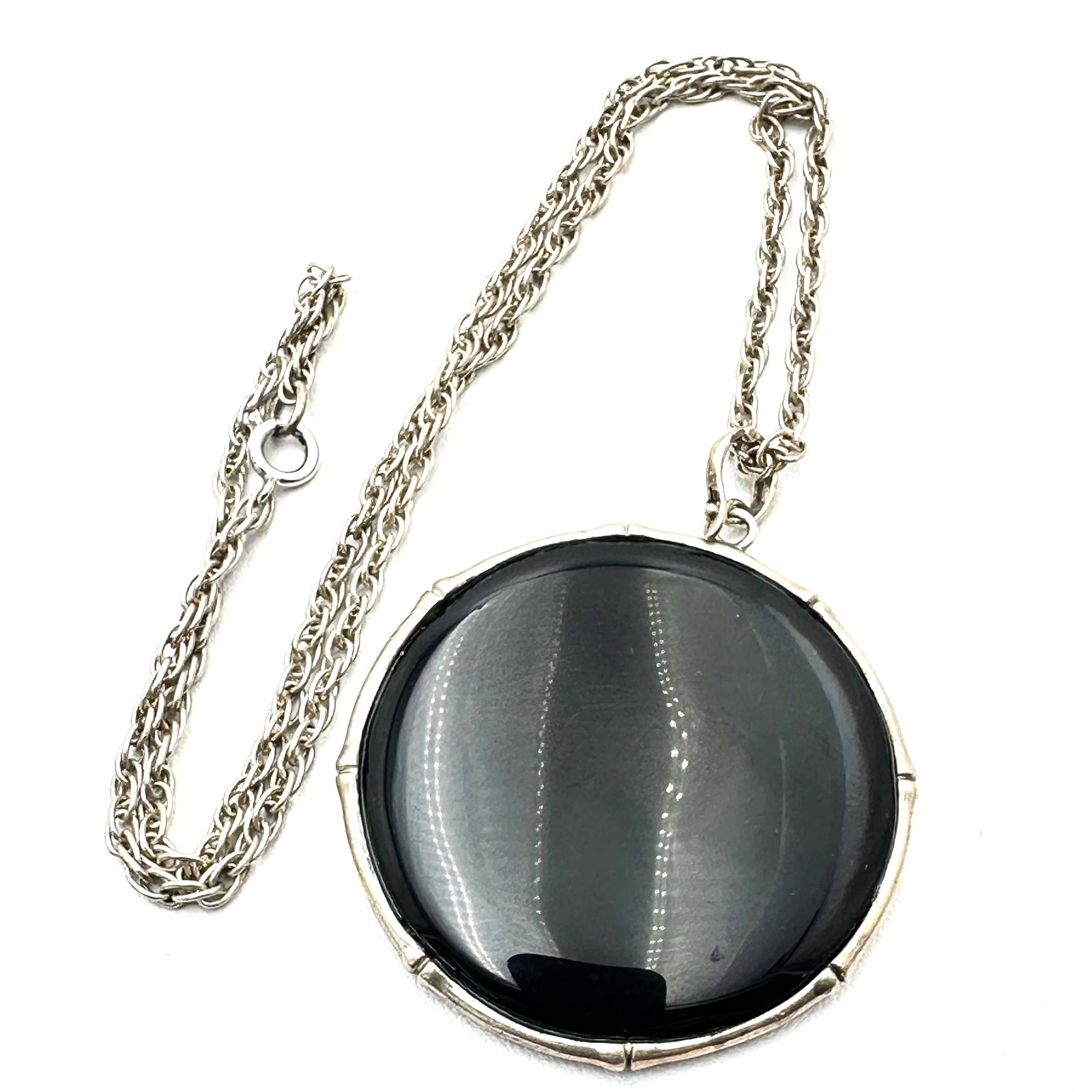 Silpada Black Onyx Bamboo Design Pendant Sterling Silver Necklace 18 Inch Chain Weight 34 Grams: Silpada Black Onyx Bamboo Design Pendant Sterling Silver Necklace 18 Inch Chain Weight 34 Grams