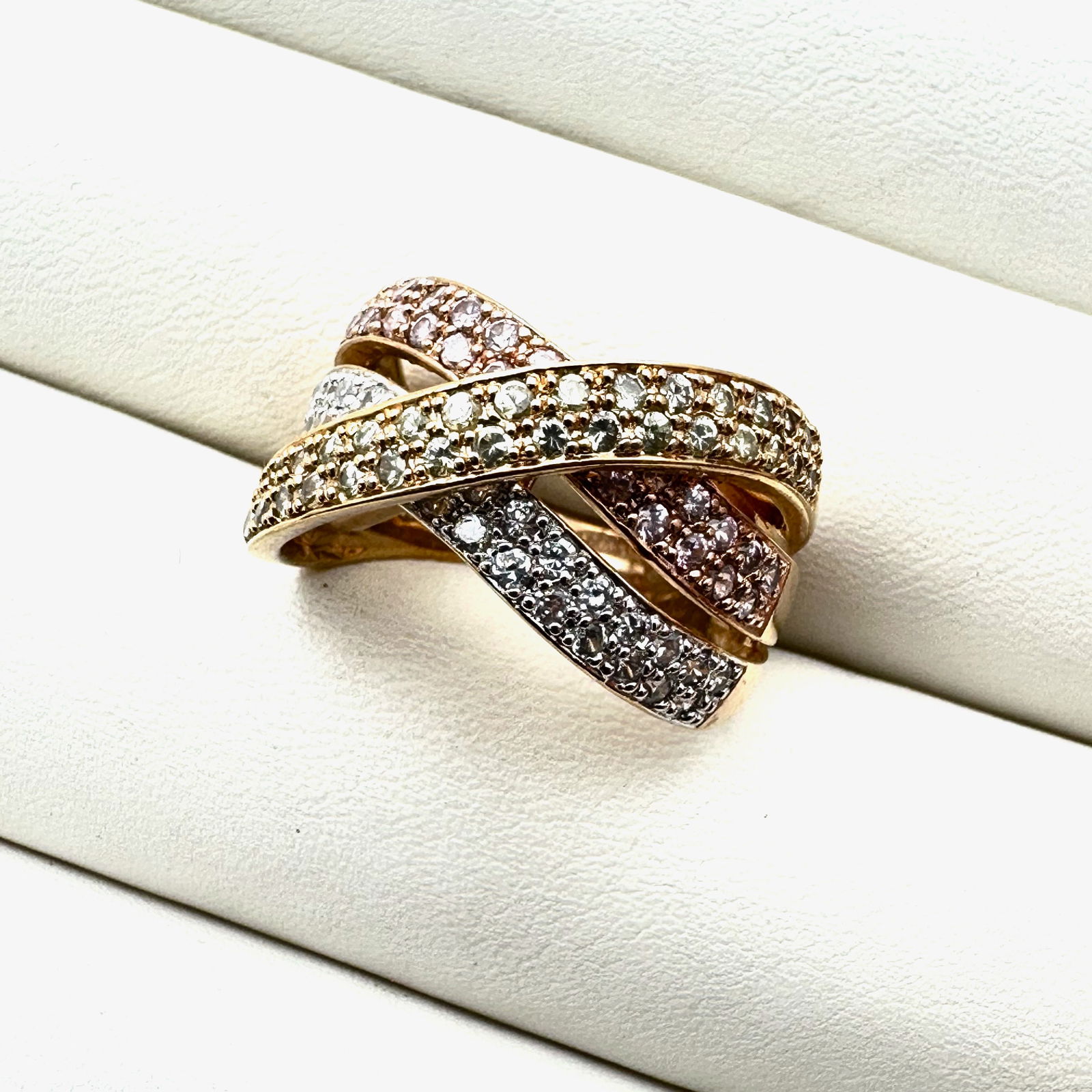 Ross Simons Tri Color Gold Over Sterling Silver Cubic Zirconia Ring Size 8 (1 of 2)