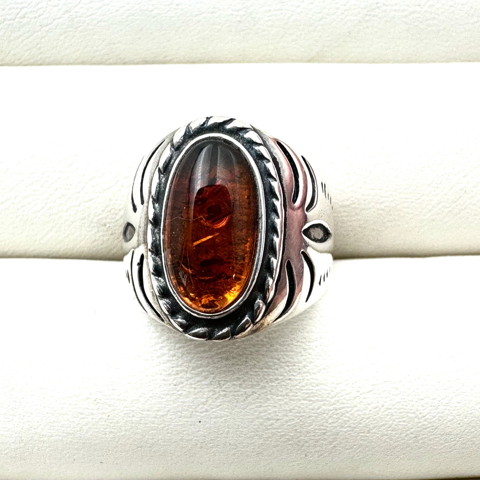 Natural Amber Southwest Sterling Silver Ring Size 6: Natural Amber Southwest Sterling Silver Ring Size 7