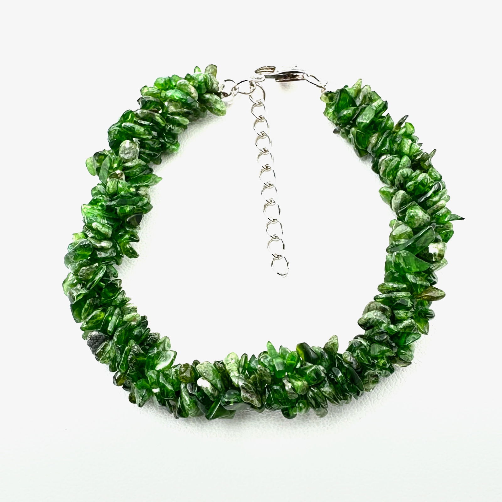 Green Chrome Diopside Gemstone Sterling Silver Bracelet Fits Up to 8 Inch Wrist Adjustable (1 of 2)