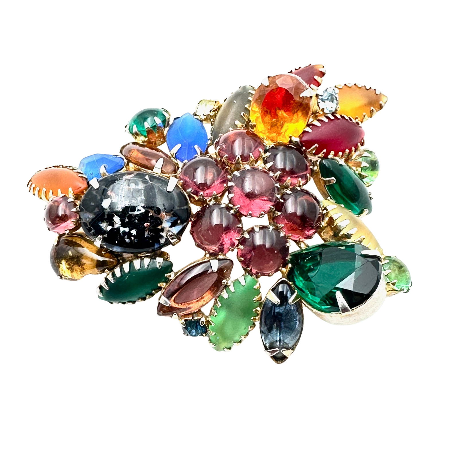 Vintage Juliana Fruit Salad Multicolor Glass Rhinestone Gold Tone Brooch Pin 3 Inch (1 of 2)
