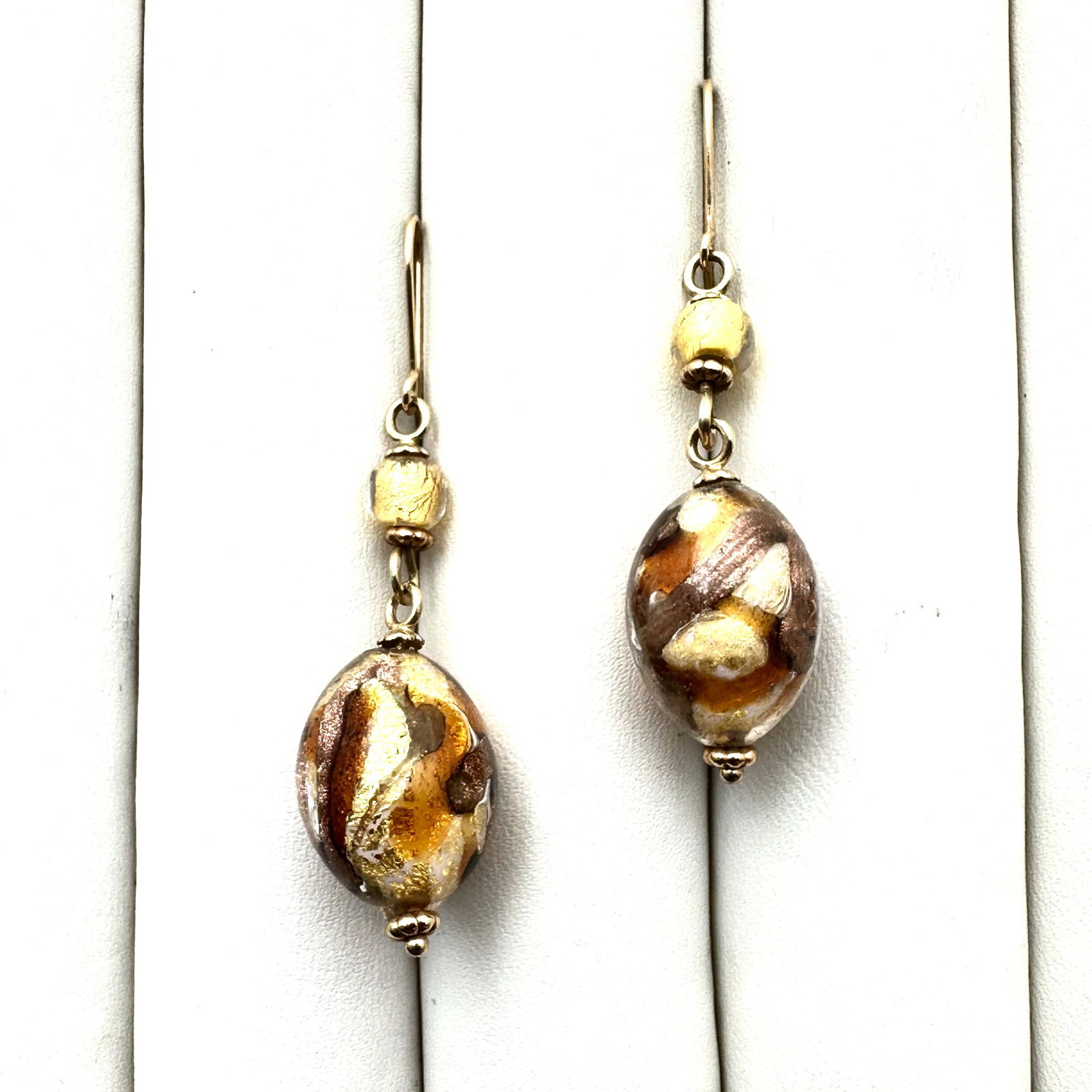 Italian Murano Glass Gold Over Sterling Silver Pierced Chandelier Earrings 2 Inch (1 of 2)