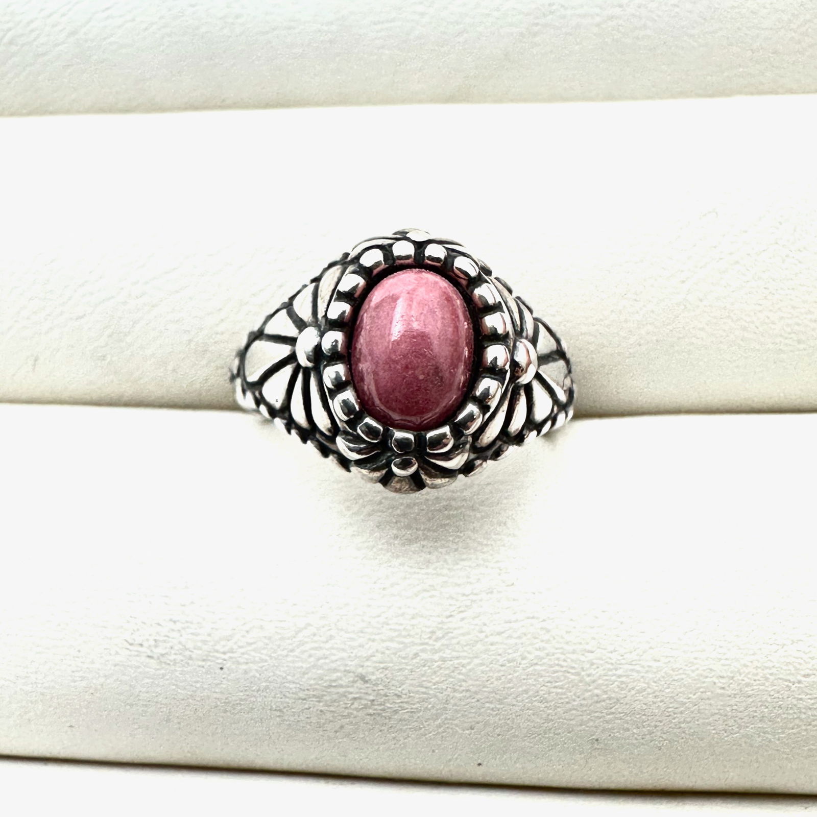 Carolyn Pollack Pink Rhodochrosite Sterling Silver Ring Size 6 (1 of 2)