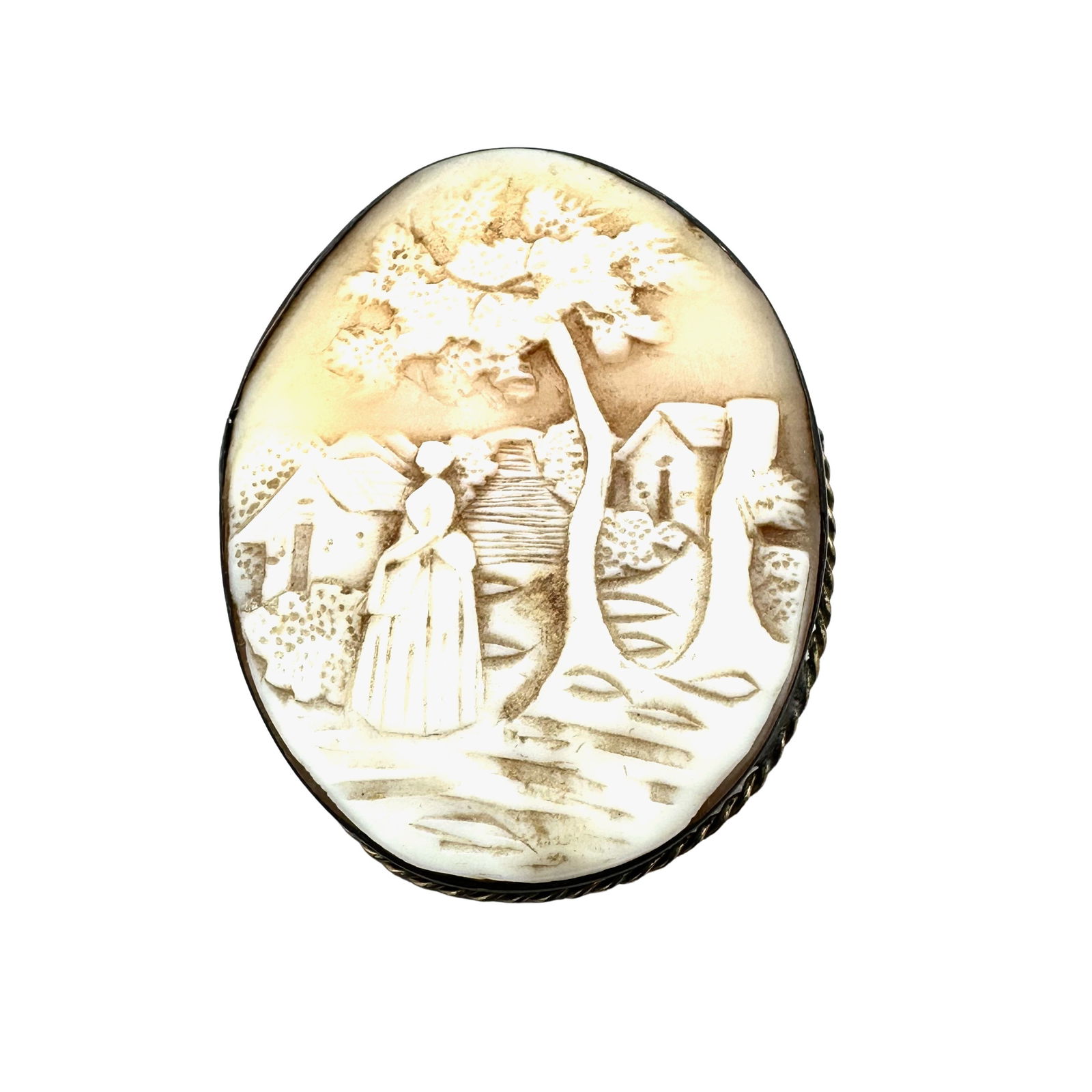 Antique Gold Filled Carved Shell Cameo Brooch Pin 1.75 Inch (1 of 2)