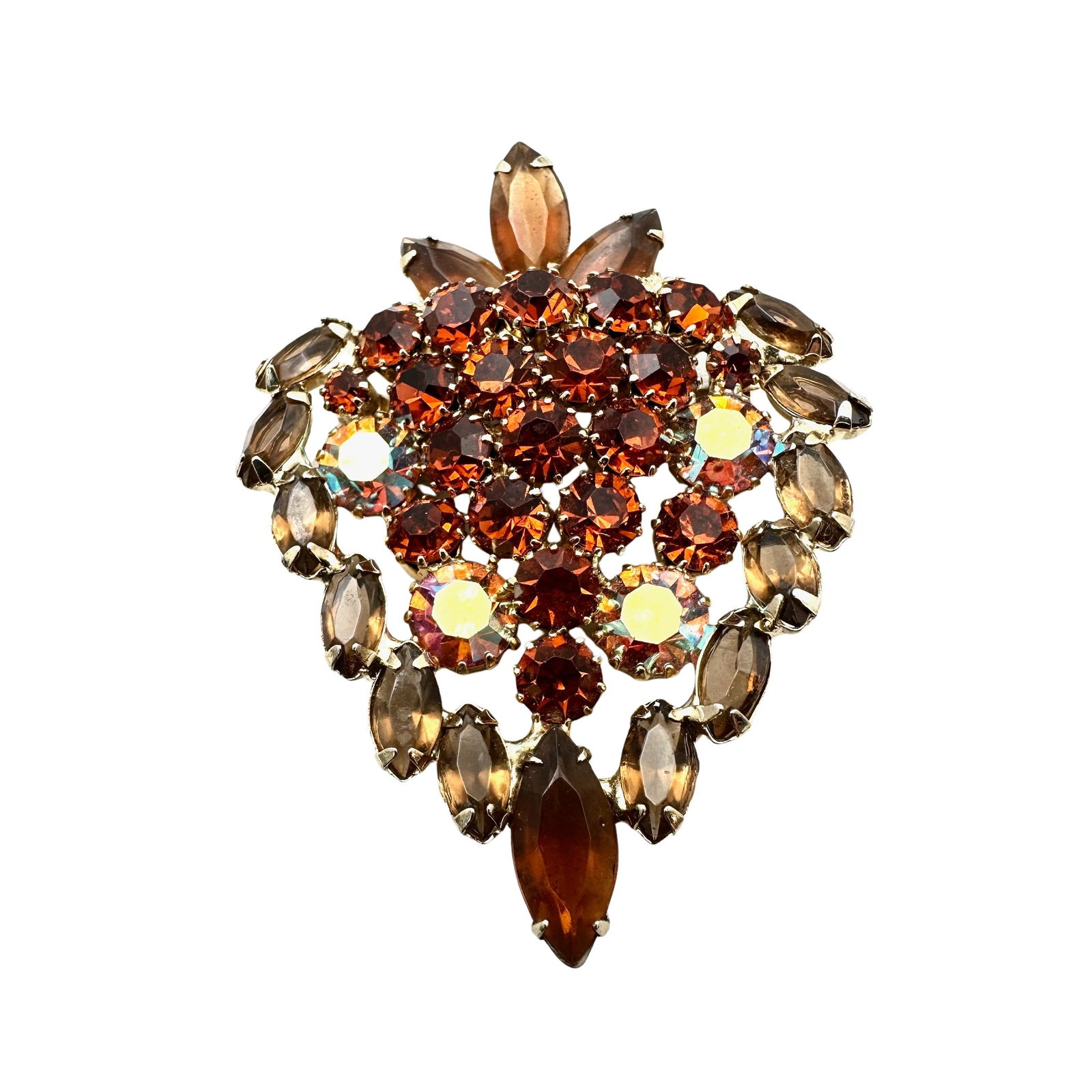 Vintage Juliana Topaz Orange Glass Rhinestone Gold Tone Brooch Pin 2.5 Inch: Vintage Juliana Topaz Orange Glass Rhinestone Gold Tone Brooch Pin 2.5 Inch