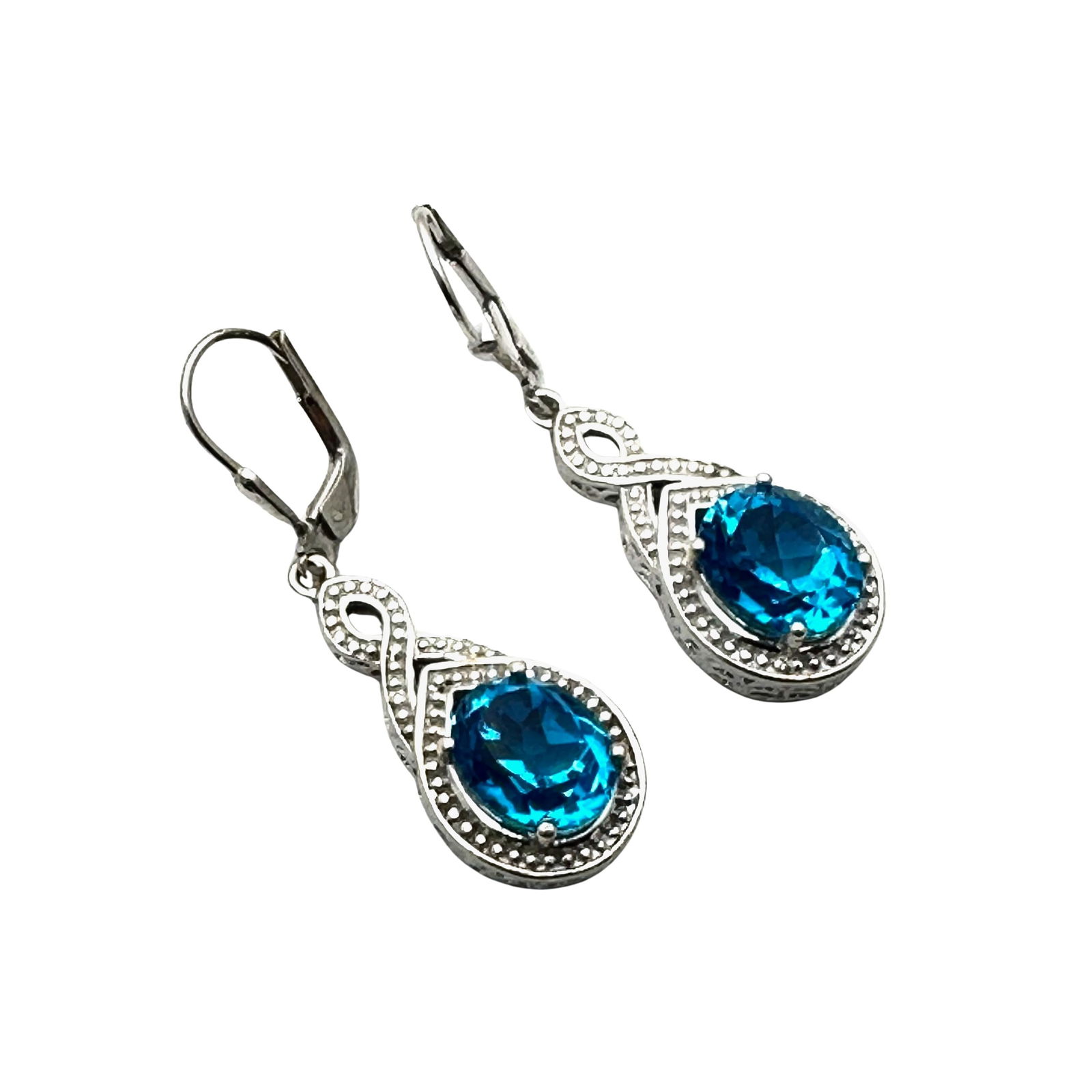 Chuck Clemency London Blue Topaz Sterling Silver Chandelier Earrings Pierced 1.5 Inch (1 of 2)