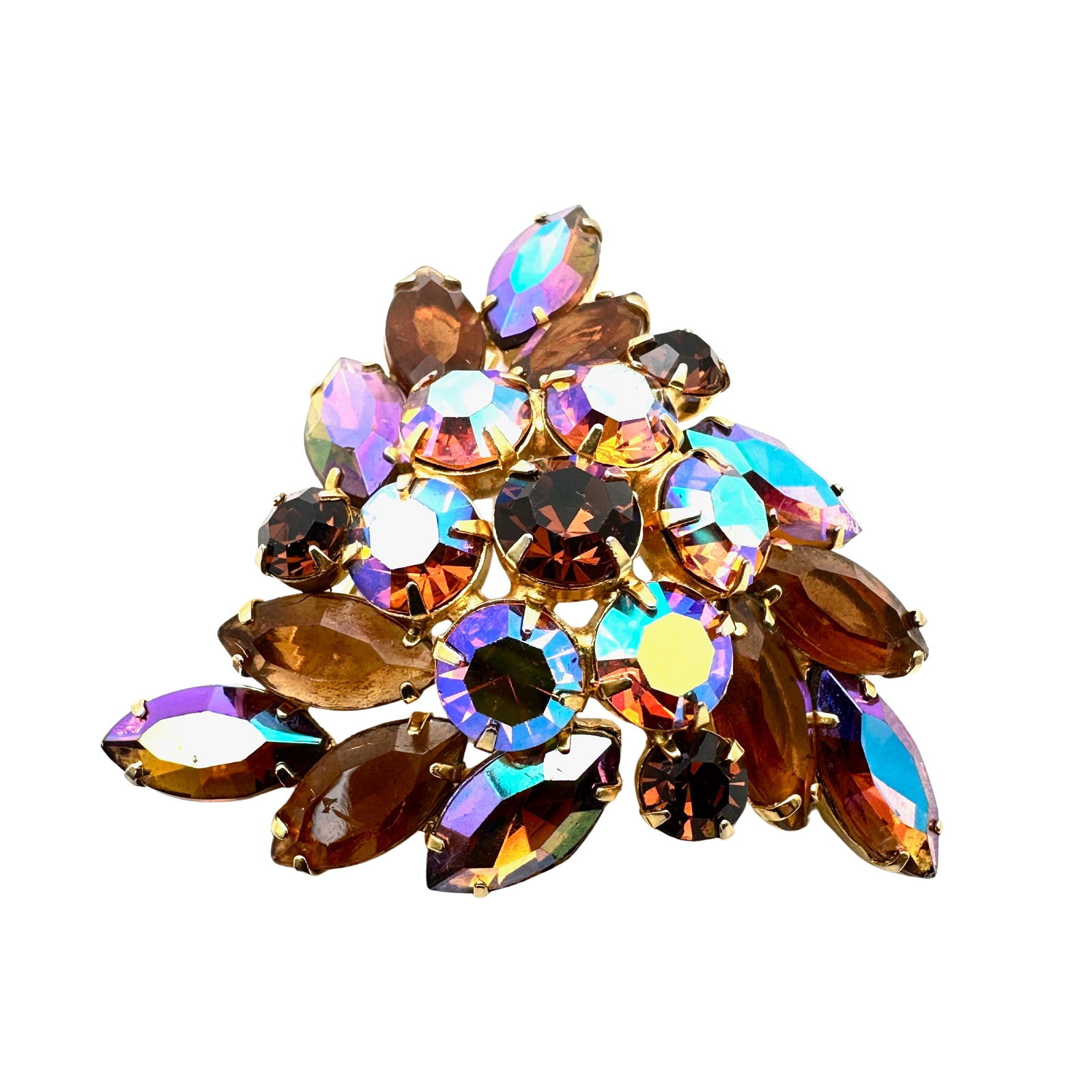 Vintage Juliana Topaz Orange Glass Rhinestone Gold Tone Brooch Pin 2.5 Inch: Vintage Juliana Topaz Orange Glass Rhinestone Gold Tone Brooch Pin 2.5 Inch