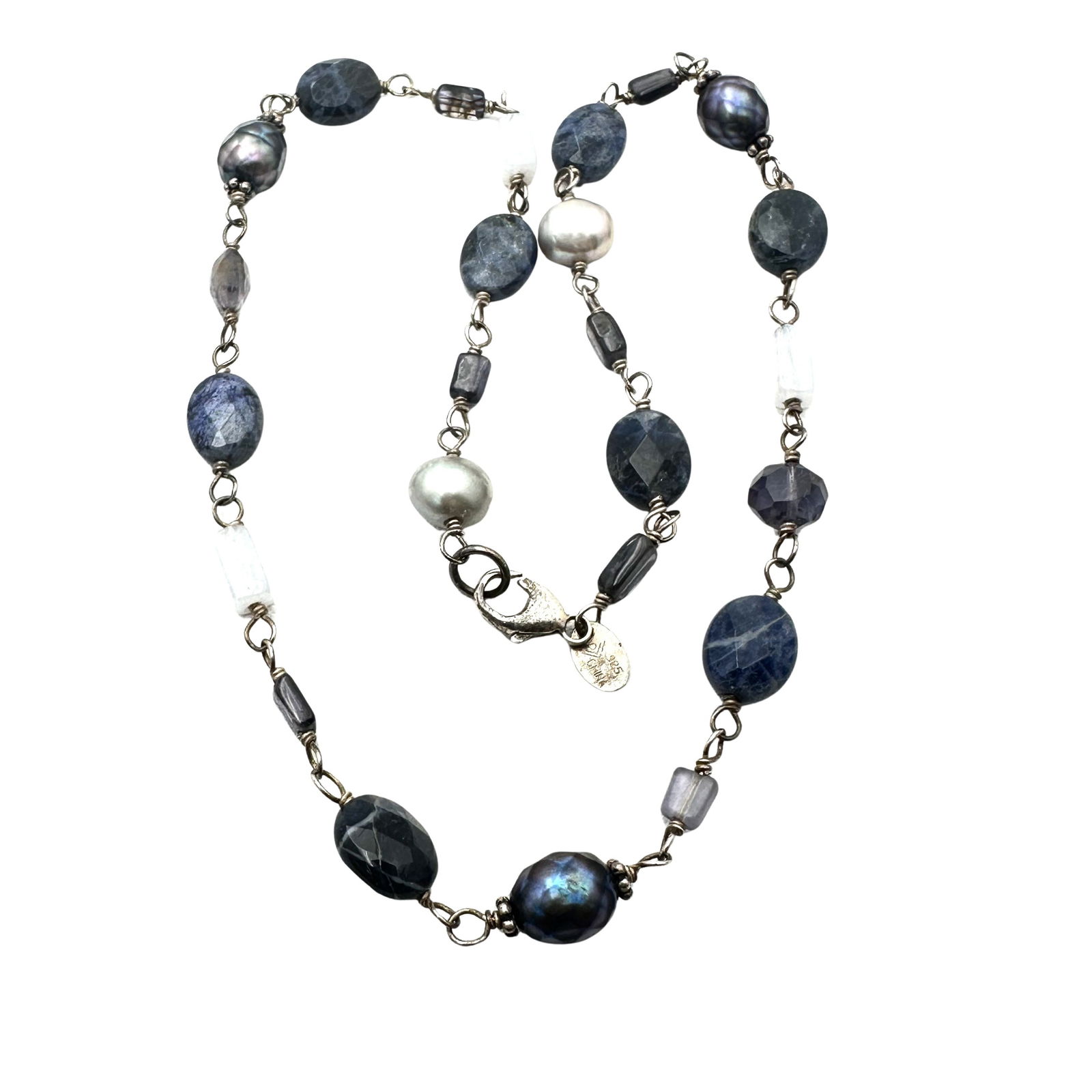 Silpada Lapis Lazuli Pearl Sterling Silver Choker Necklace 15 Inch: Silpada Lapis Lazuli Pearl Sterling Silver Choker Necklace 15 Inch