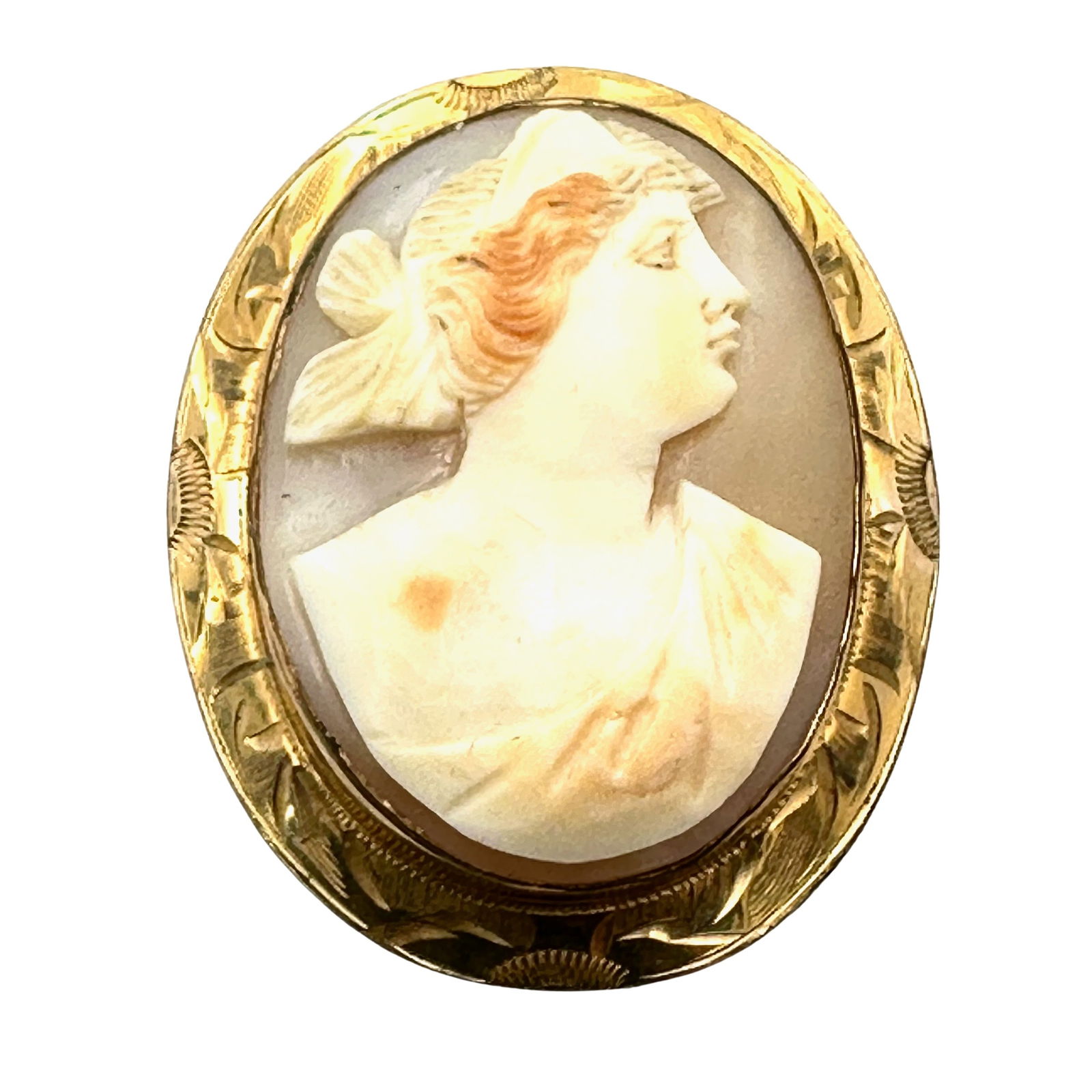 Antique Gold Filled Carved Shell Cameo Brooch Pin 2 Inch (1 of 2)