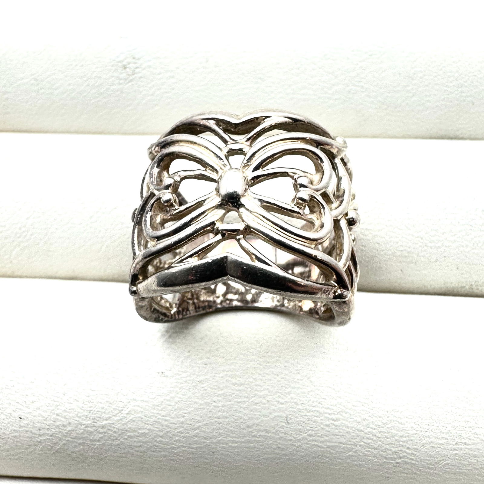 Ross Simons Sterling Silver Filigree Design Wide Band Ring Size 7 (1 of 2)