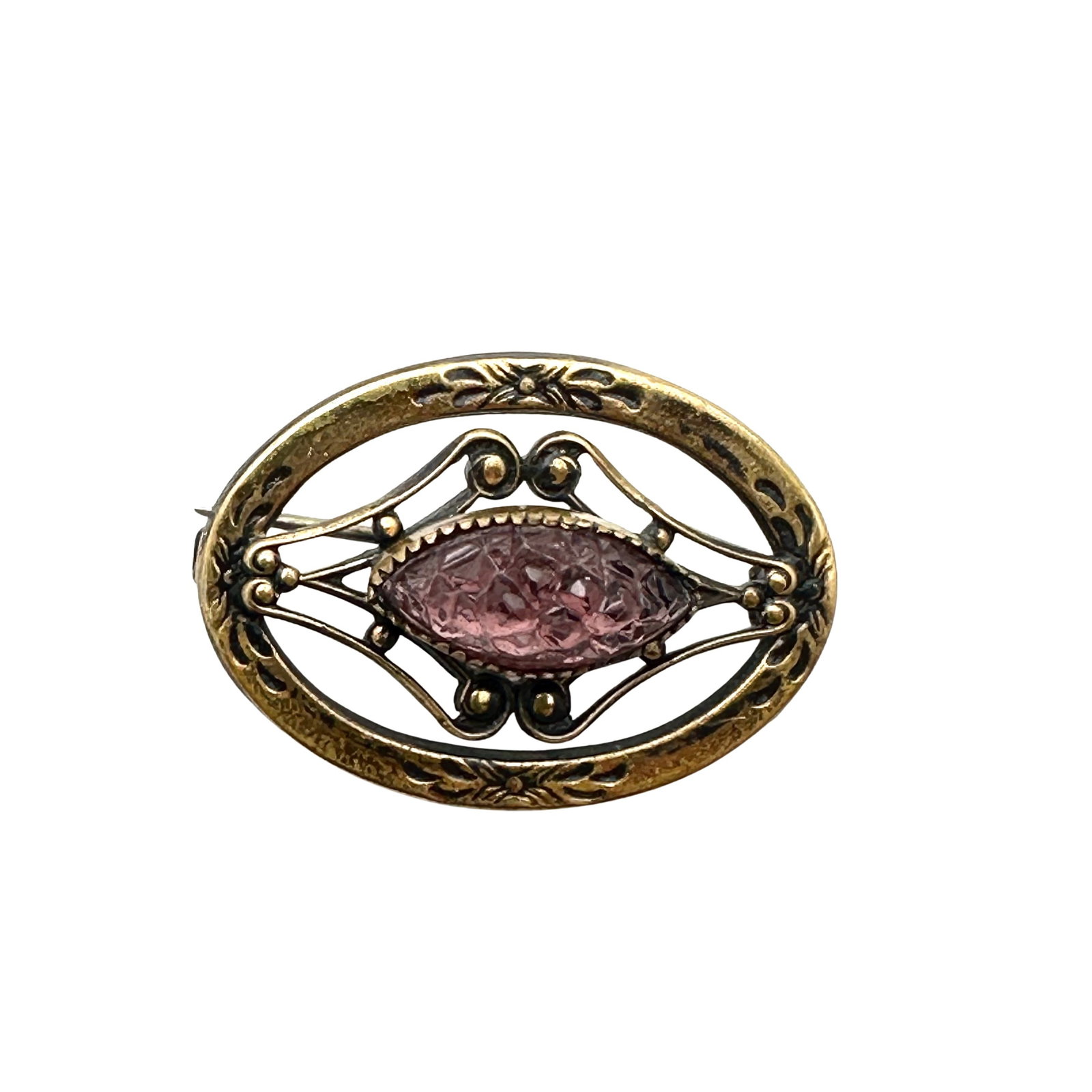 Antique Purple Glass Stone Gold Filled Brooch Pin 1.25 Inch Length: Antique Purple Glass Stone Gold Filled Brooch Pin 1.25 Inch Length