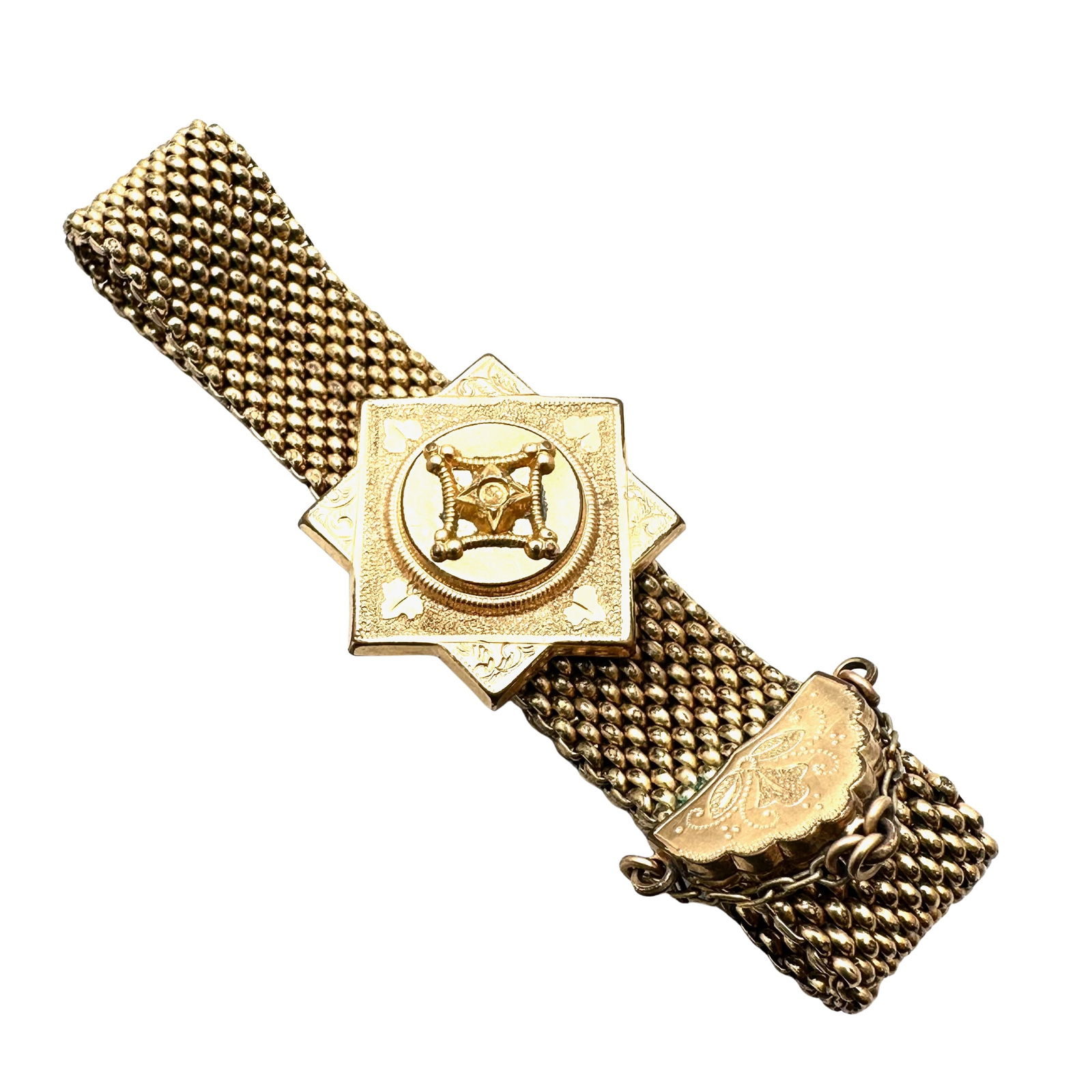 Antique Victorian Gold Filled Mesh Slide Bracelet Adjustable Size 24 Grams (1 of 2)